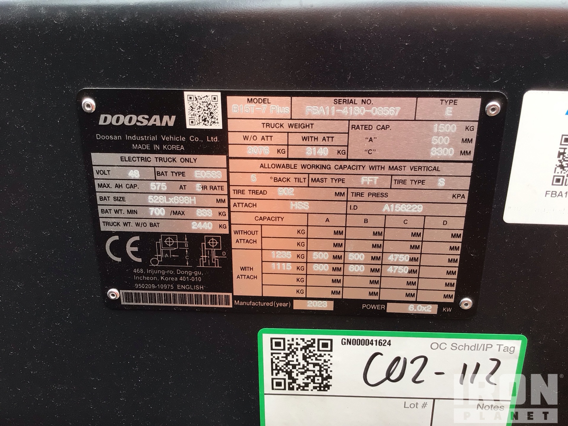 General Appearance with Serial Number / VIN