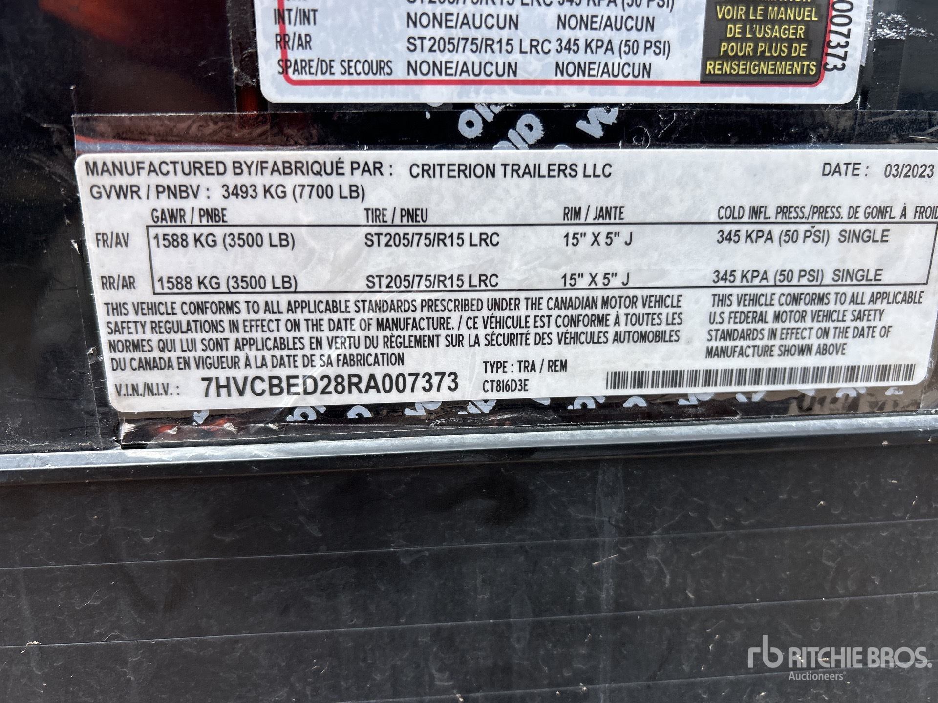 General Appearance with Serial Number / VIN