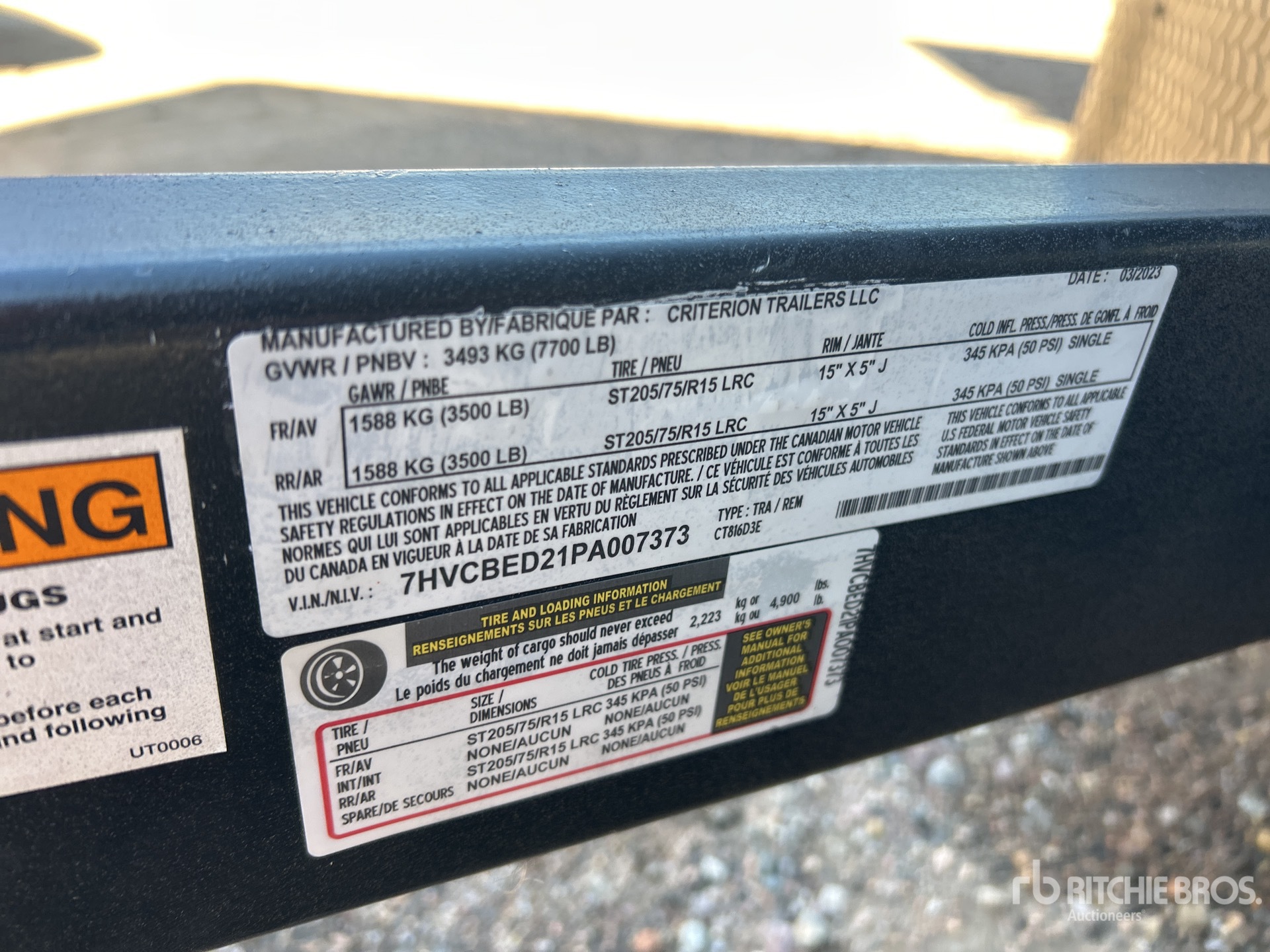 General Appearance with Serial Number / VIN
