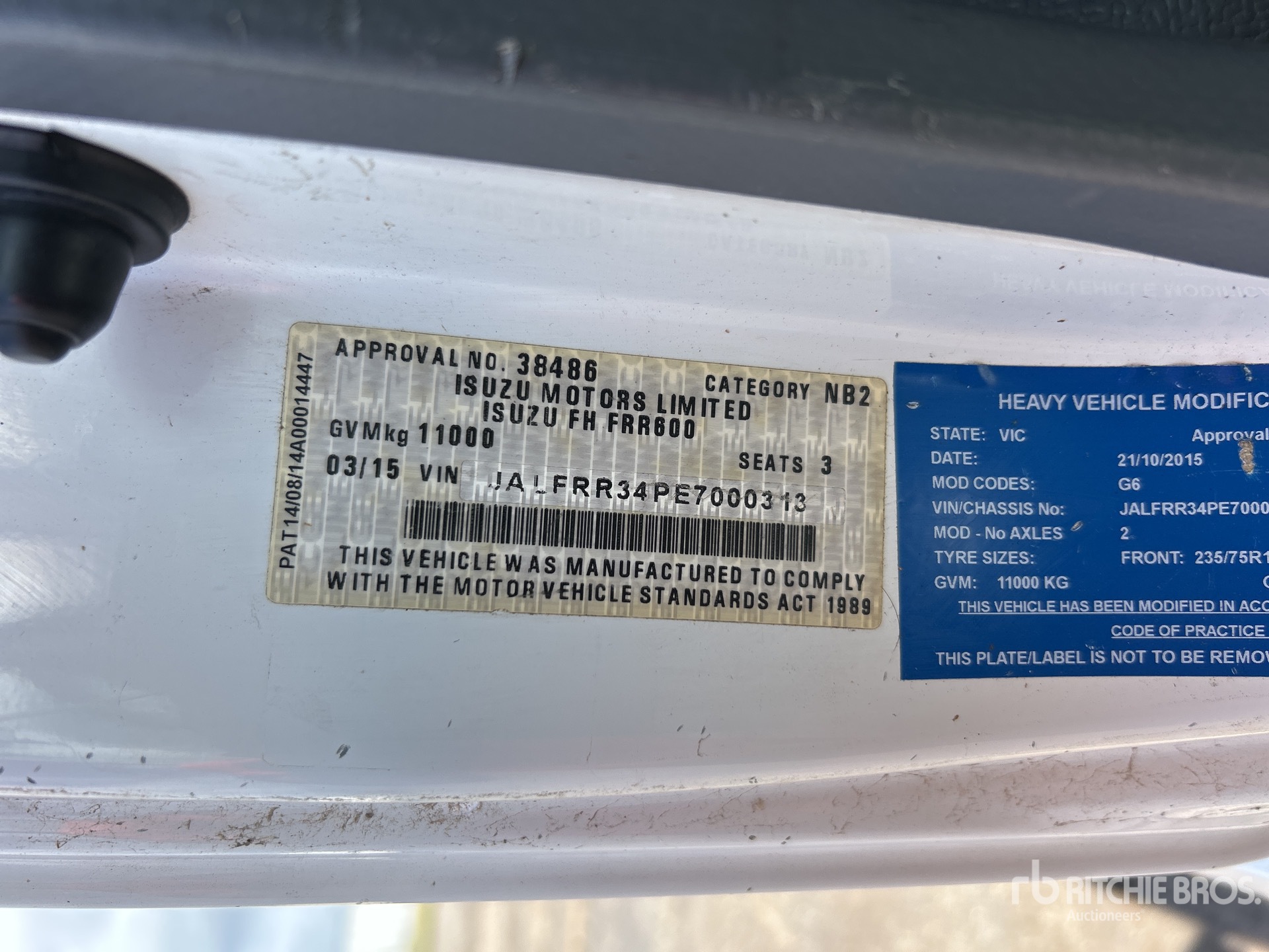 General Appearance with Serial Number / VIN