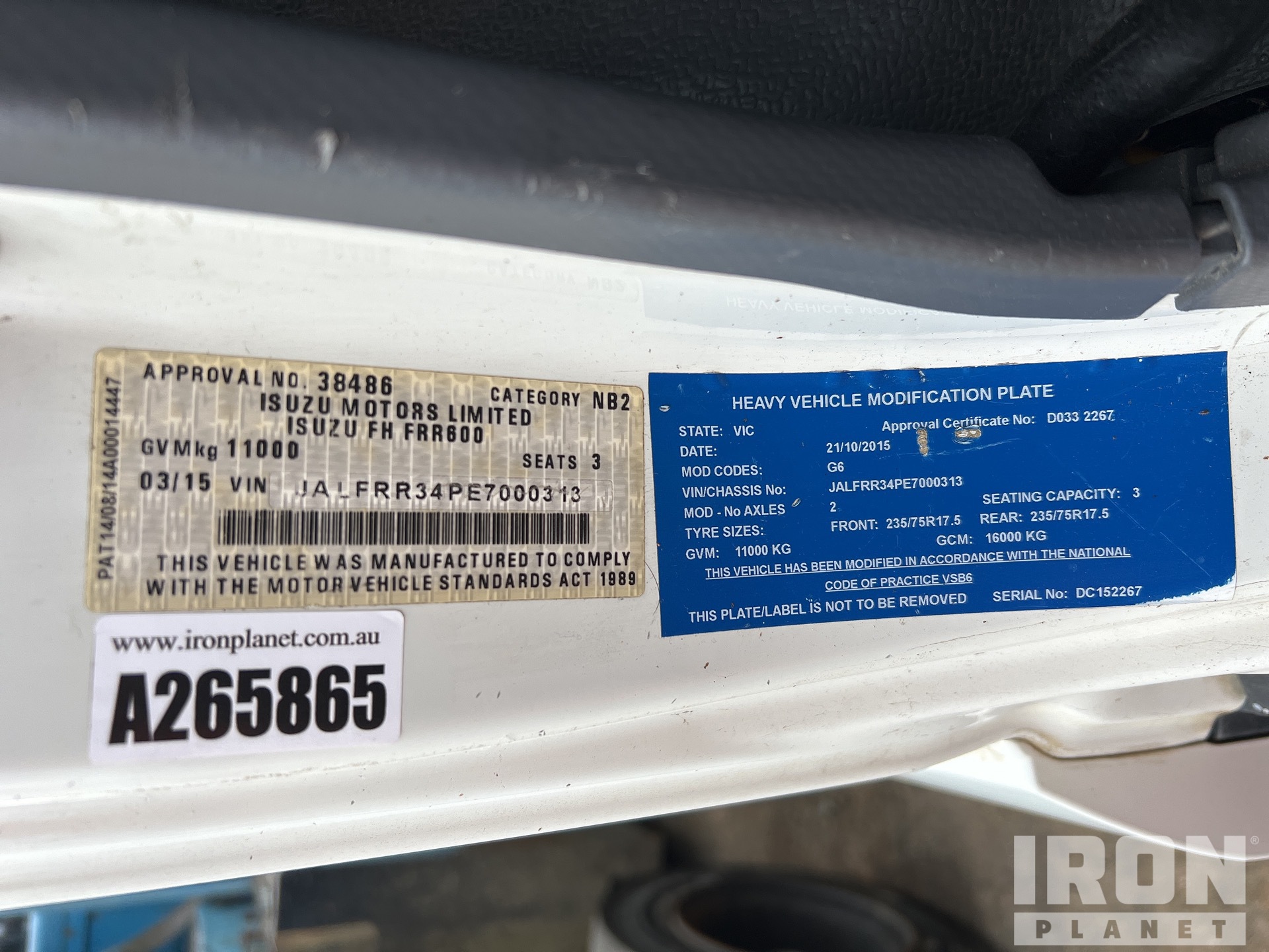 General Appearance with Serial Number / VIN