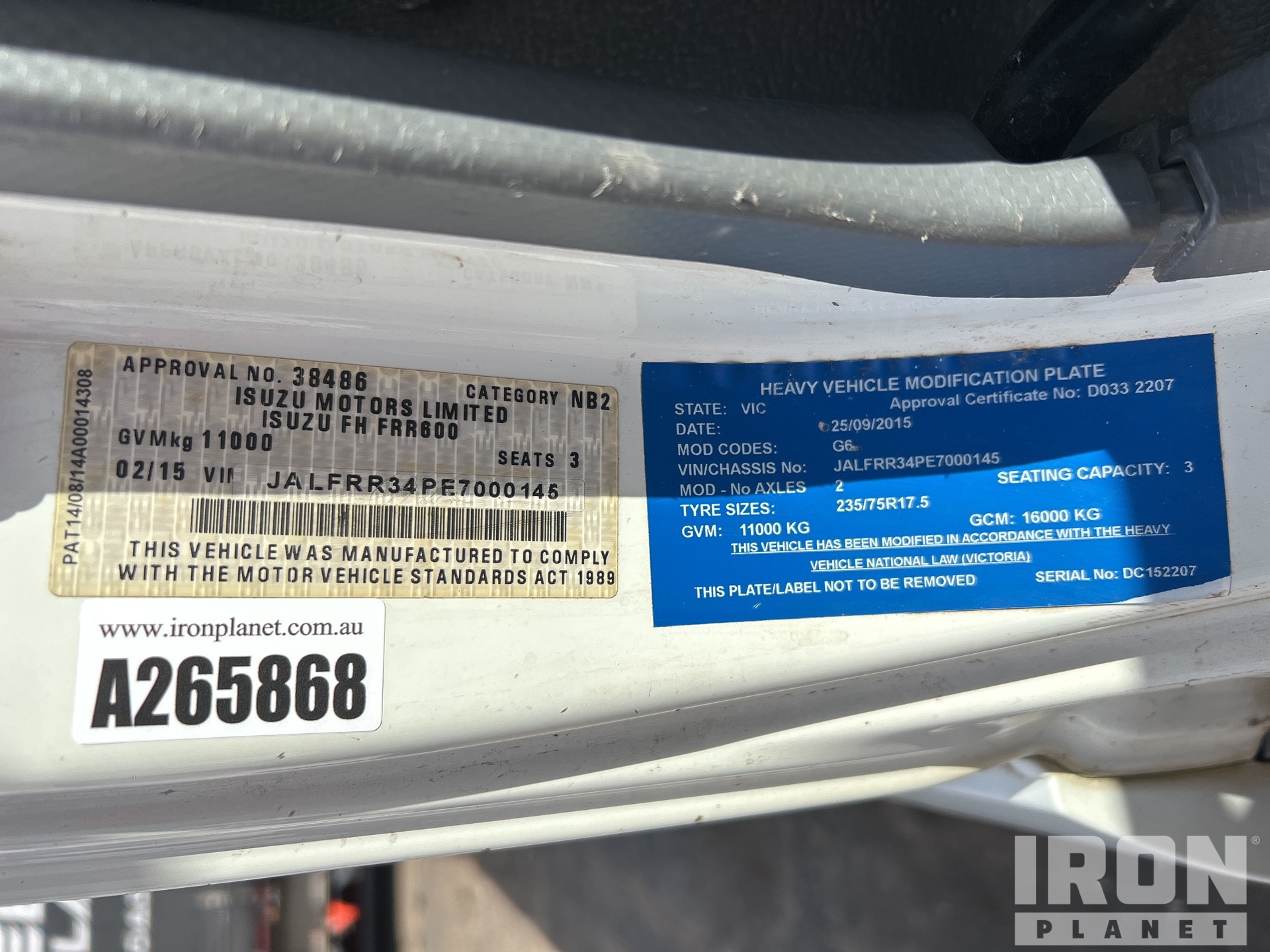 General Appearance with Serial Number / VIN