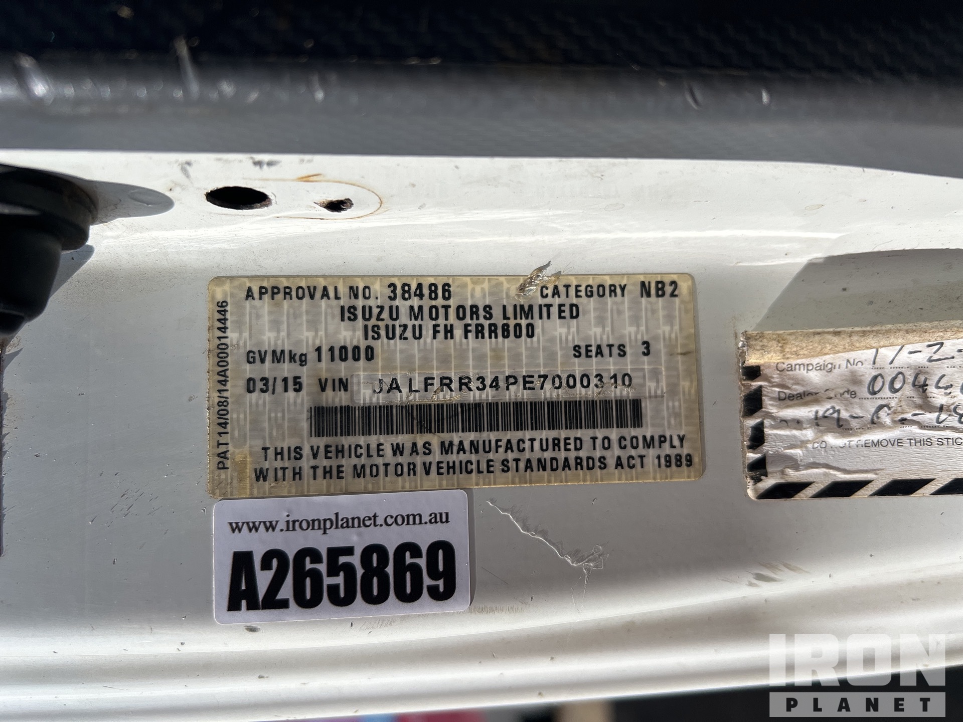 General Appearance with Serial Number / VIN