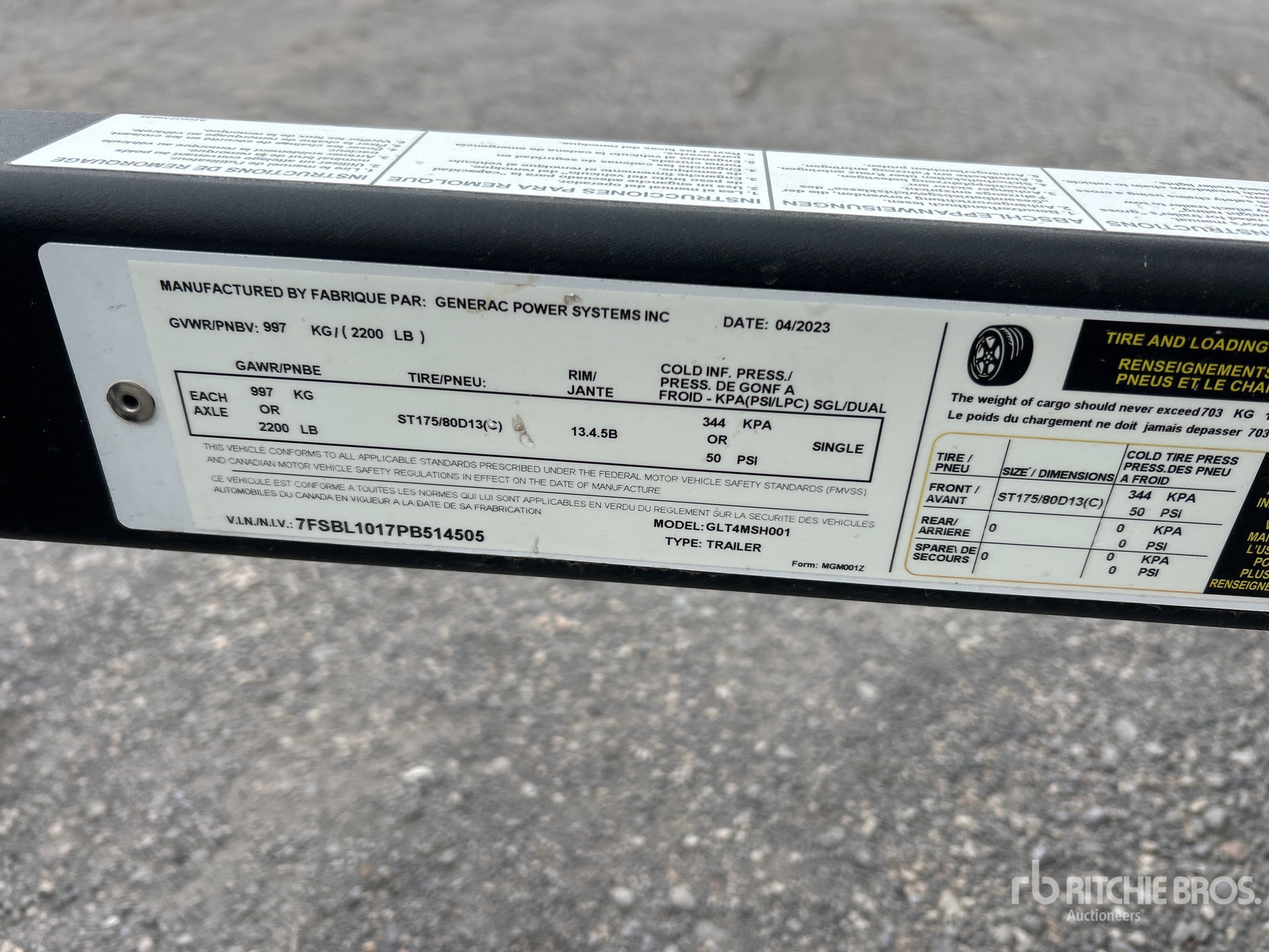 General Appearance with Serial Number / VIN