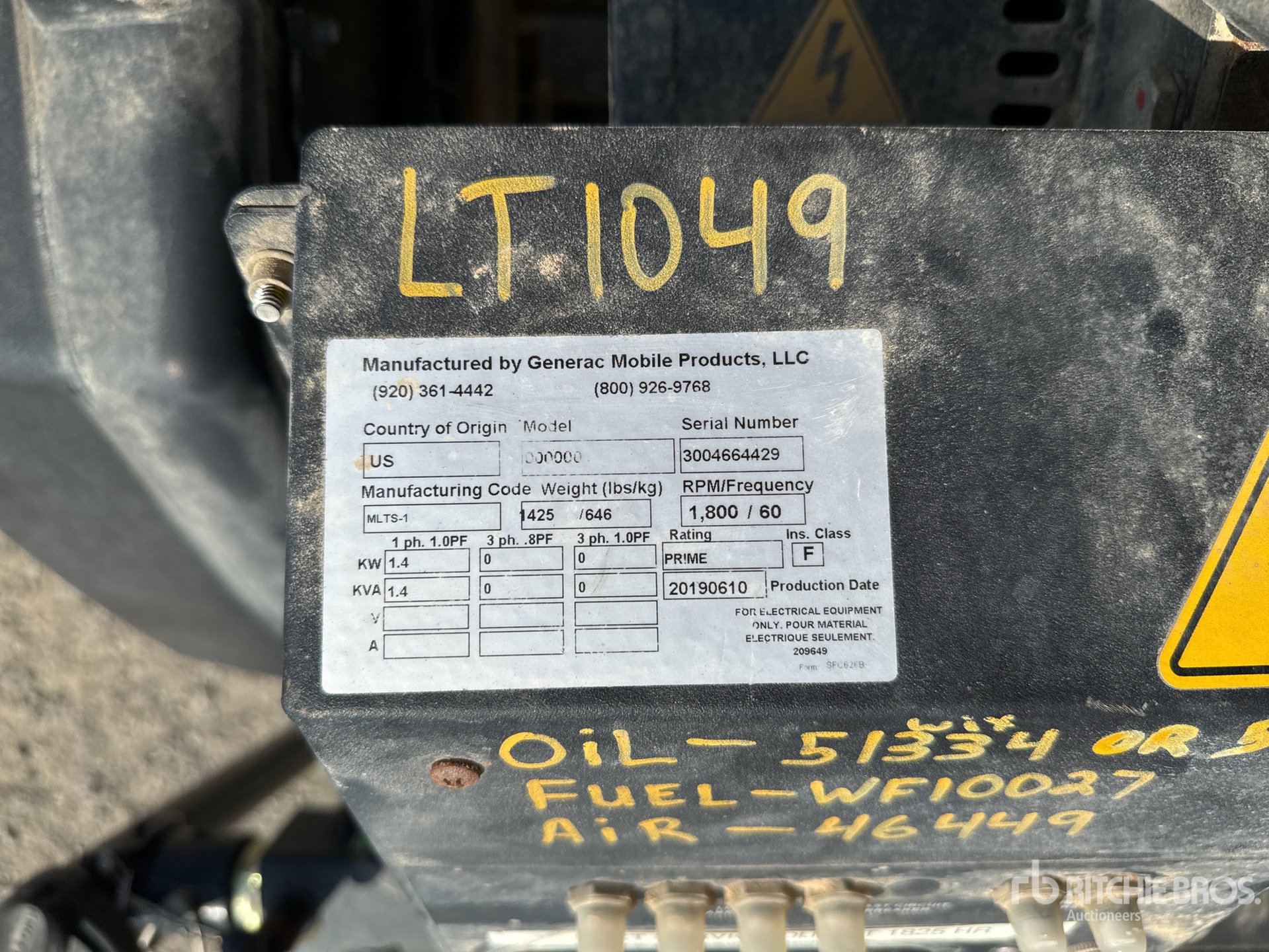 General Appearance with Unit Serial Number