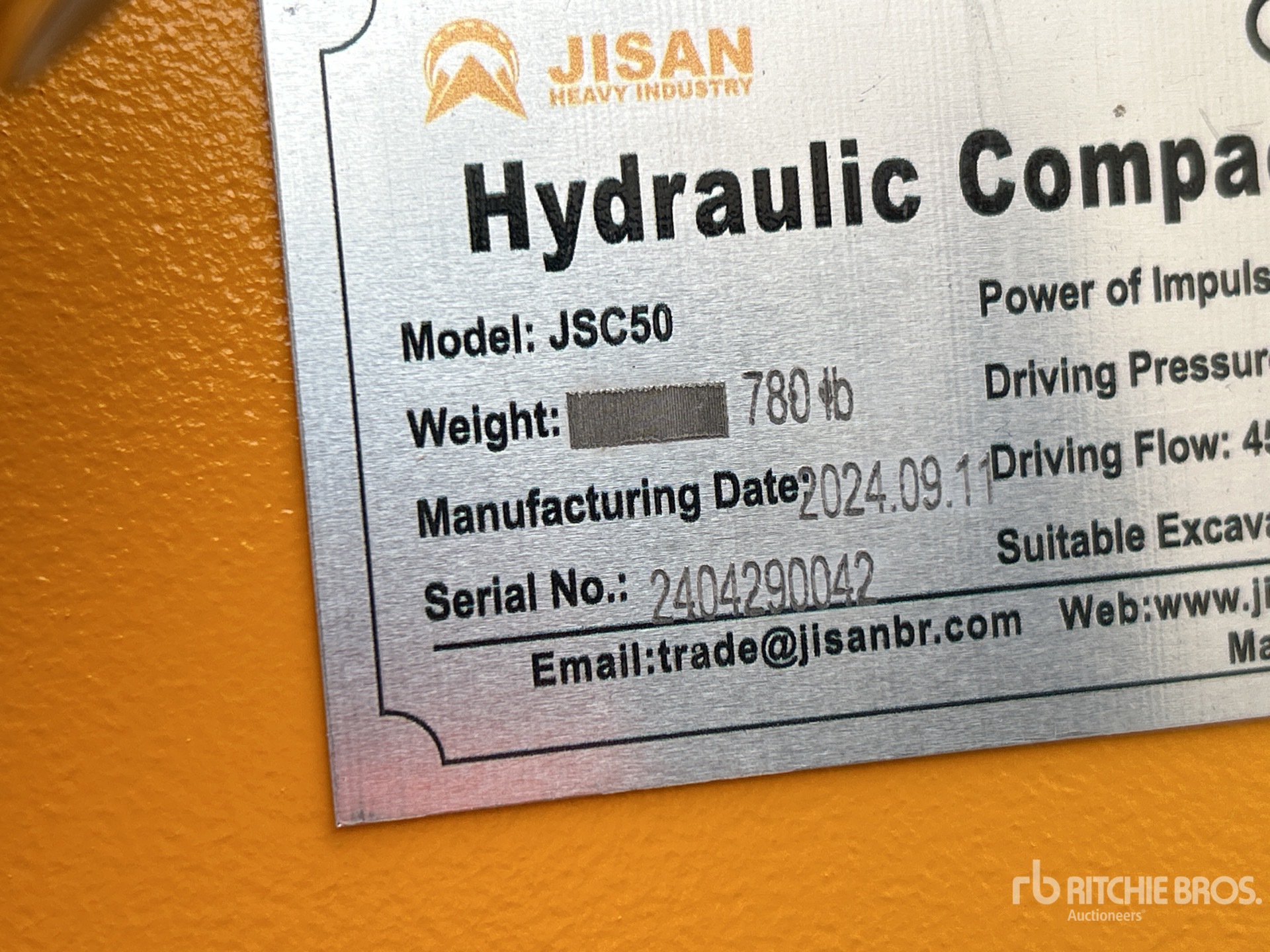 2024 Jisan JSC50 22 in Plate Compactor Attachment (Unused) Ritchie Bros. Auctioneers