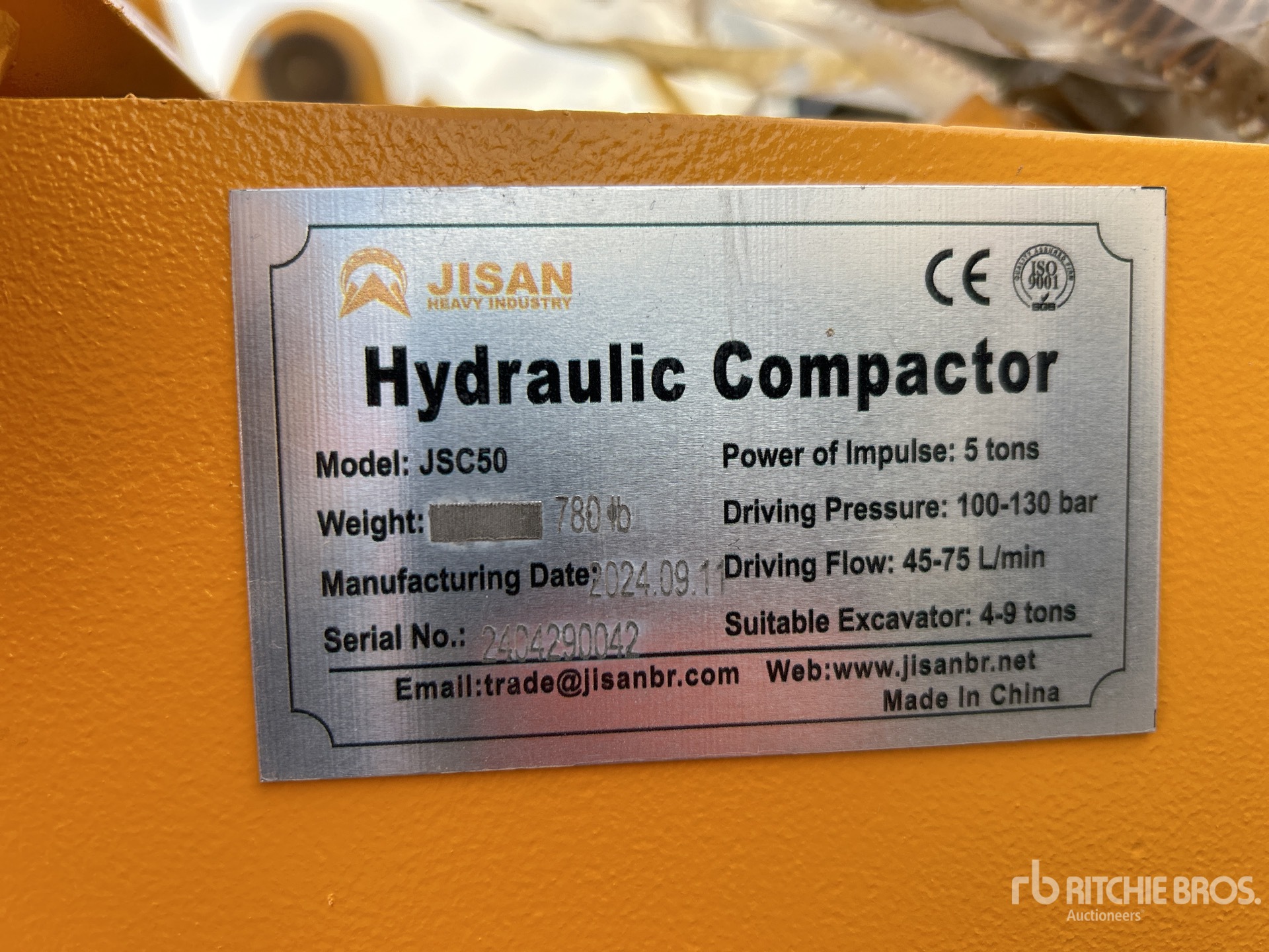 2024 Jisan JSC50 22 in Plate Compactor Attachment (Unused) Ritchie Bros. Auctioneers