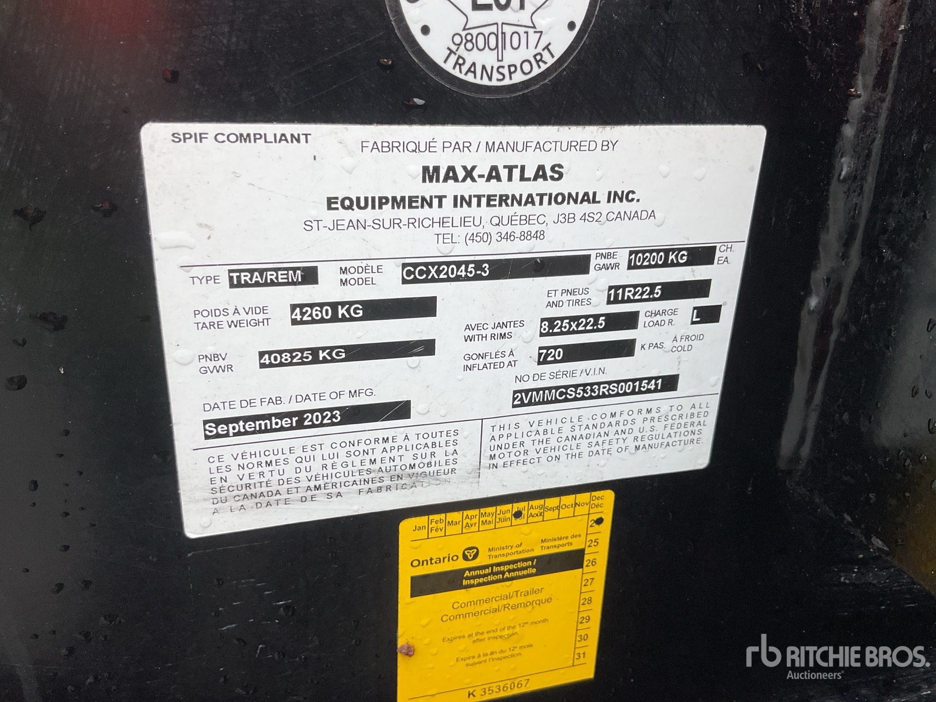 General Appearance with Serial Number / VIN