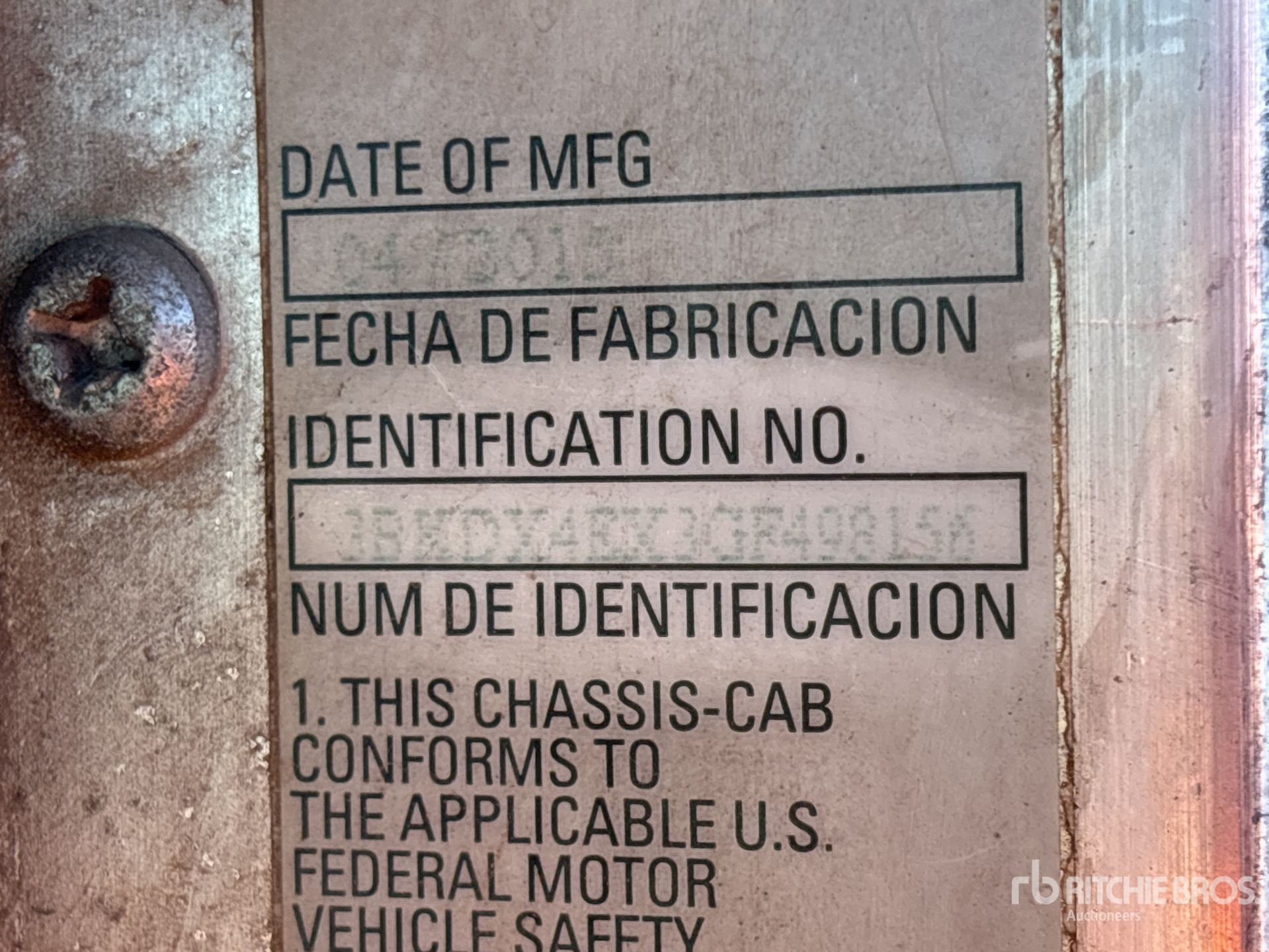 General Appearance with N.º de serie/VIN