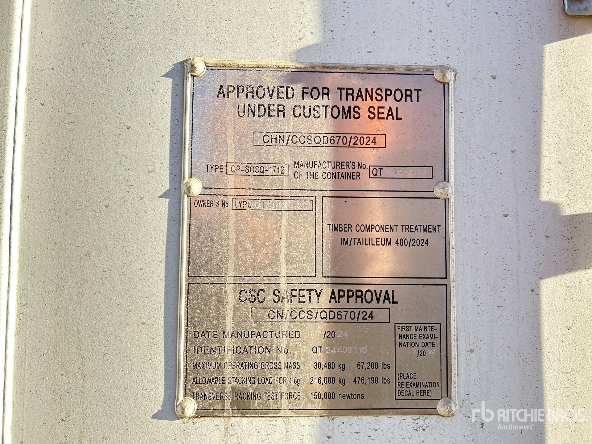 General Appearance with Serial Number / VIN