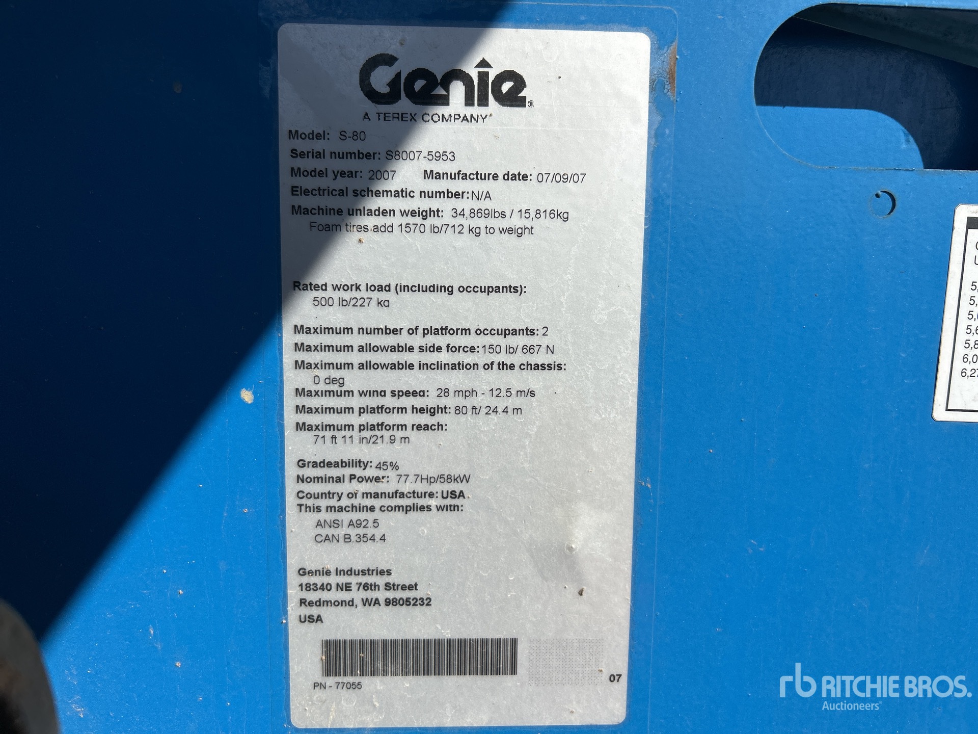 General Appearance with Serial Number / VIN