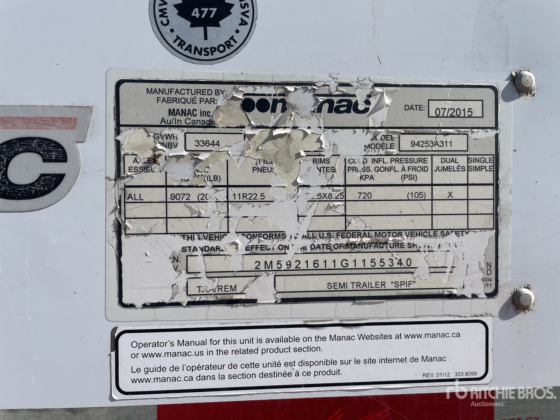 General Appearance with Serial Number / VIN