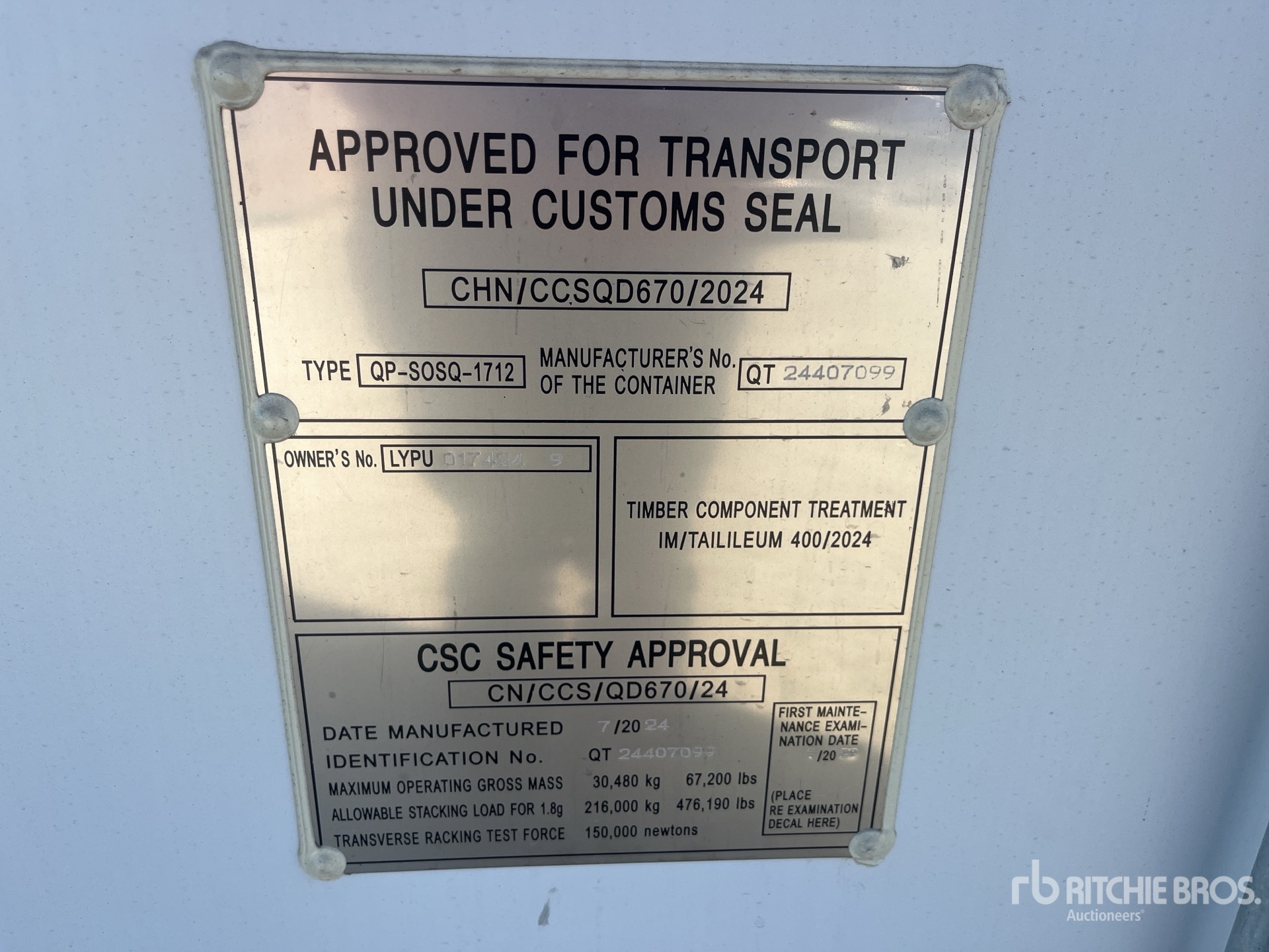 General Appearance with Serial Number / VIN