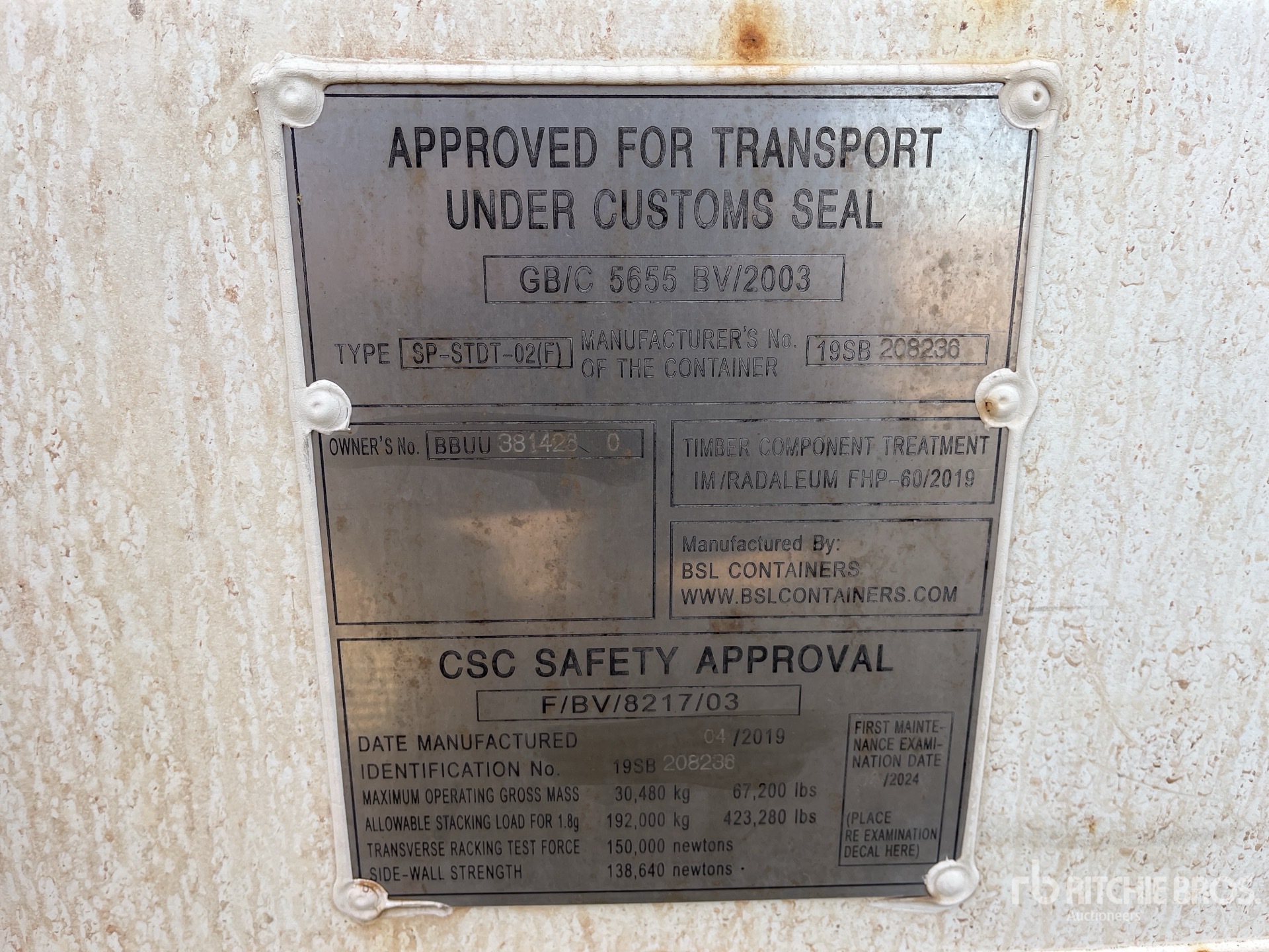 General Appearance with Serial Number / VIN