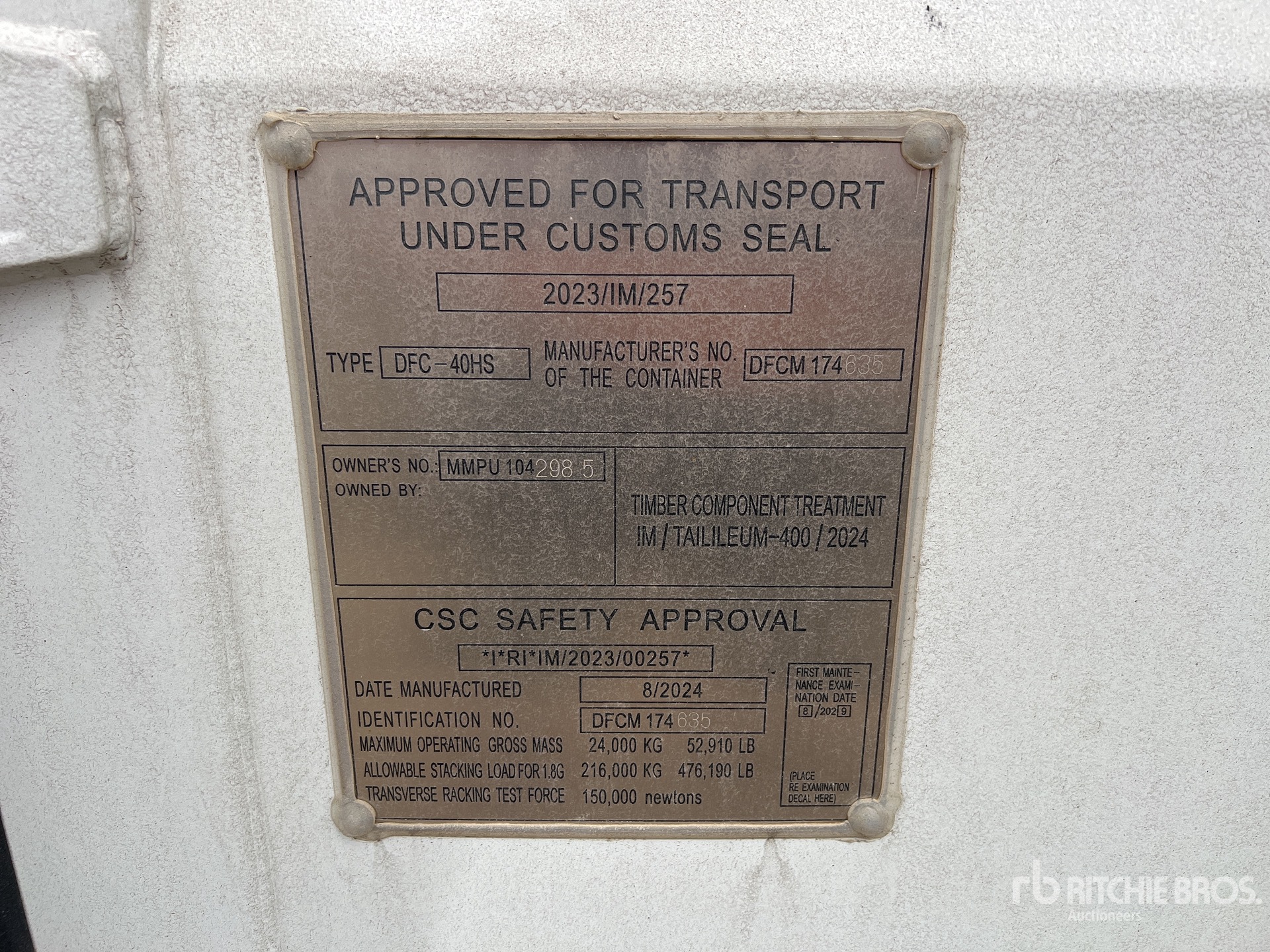 General Appearance with Serial Number / VIN