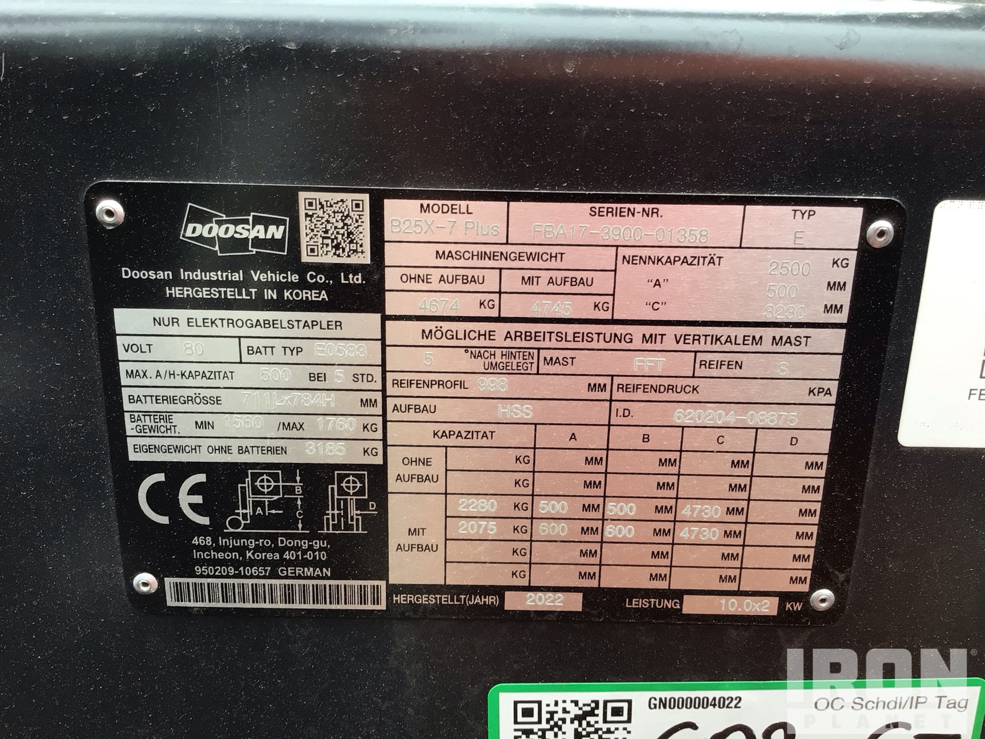 General Appearance with Serial Number / VIN