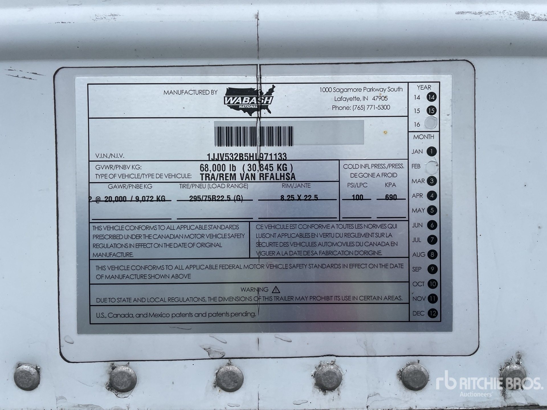 General Appearance with Serial Number / VIN