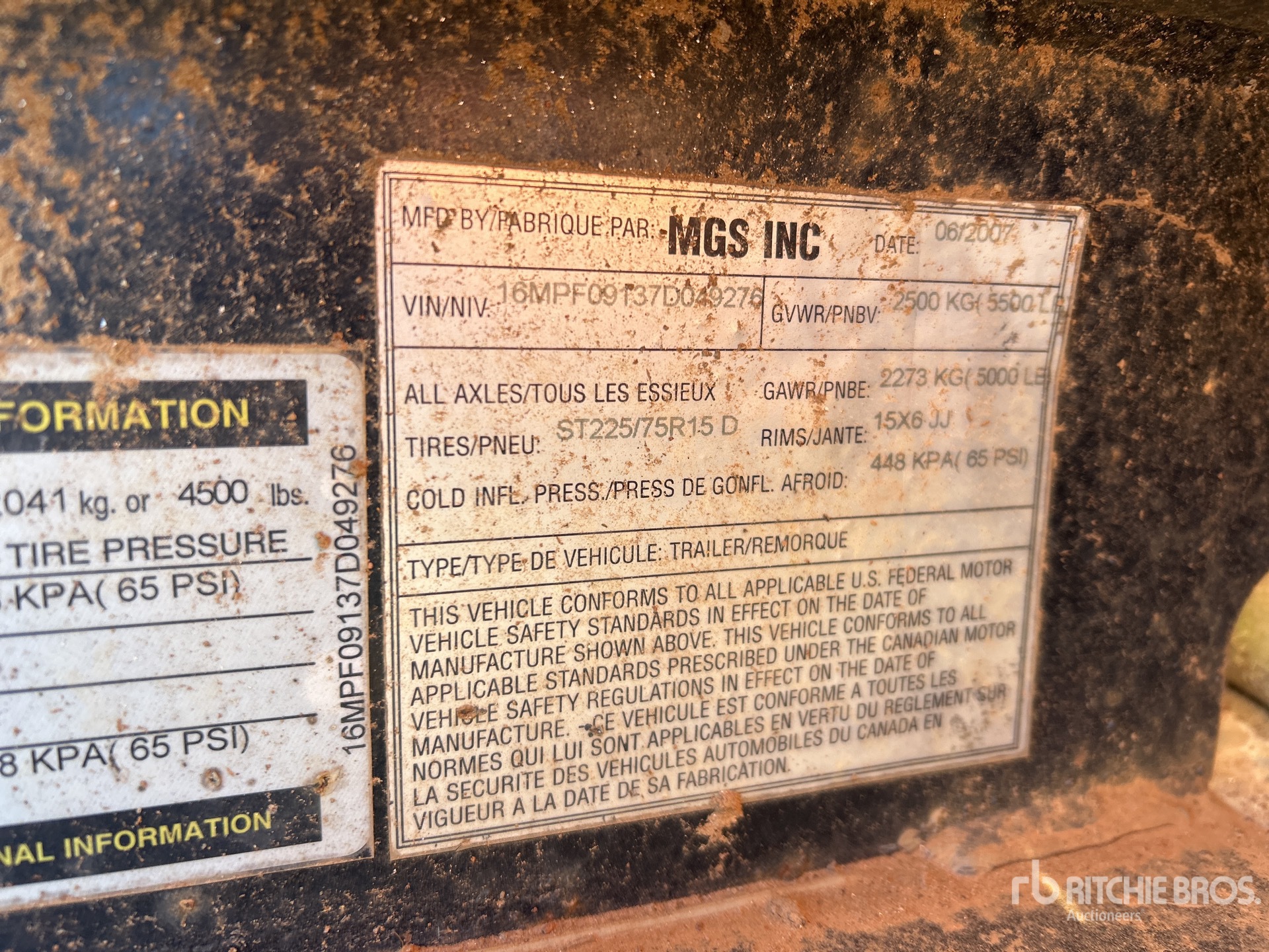 General Appearance with Serial Number / VIN