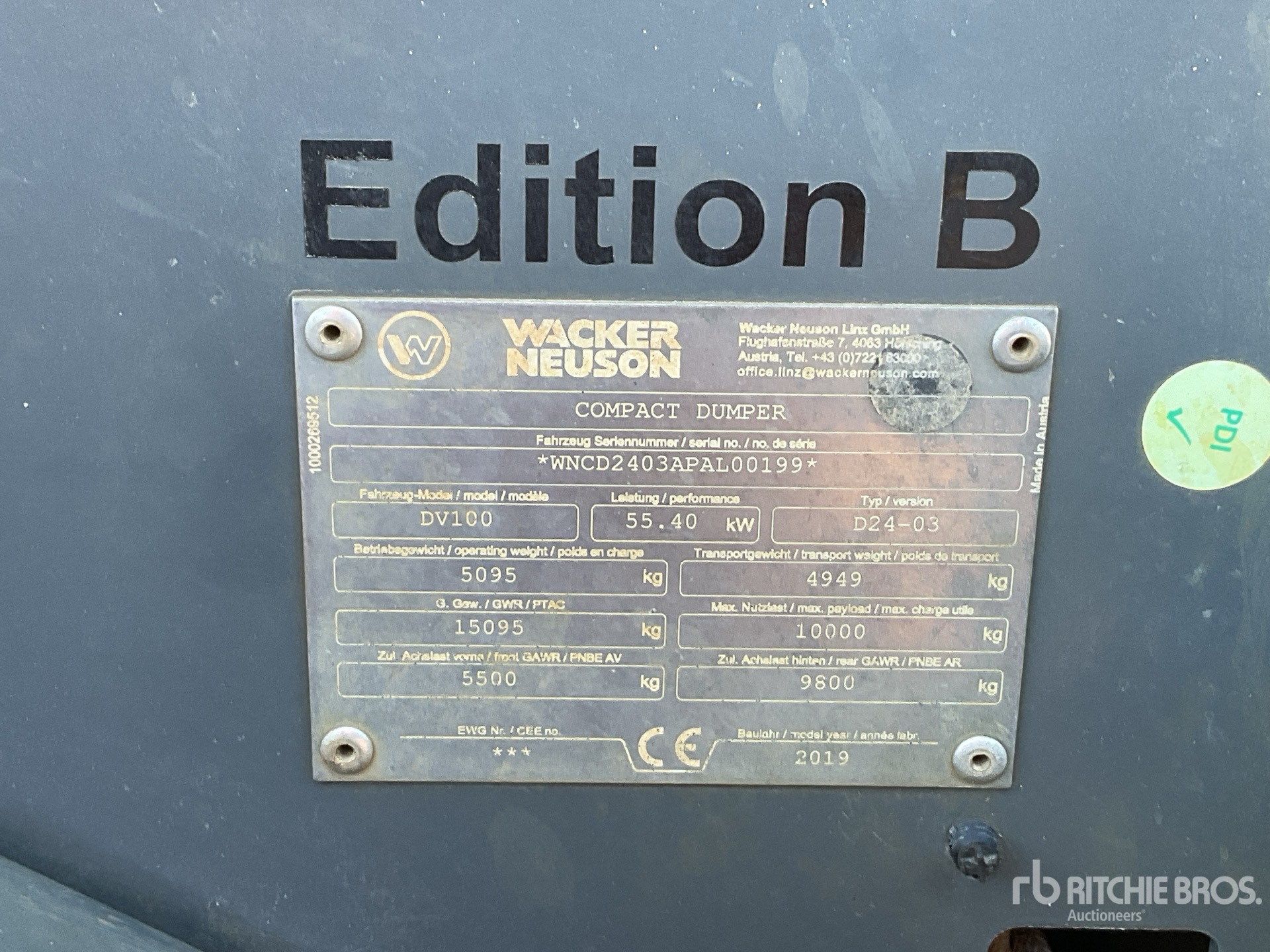 General Appearance with Serial Number / VIN