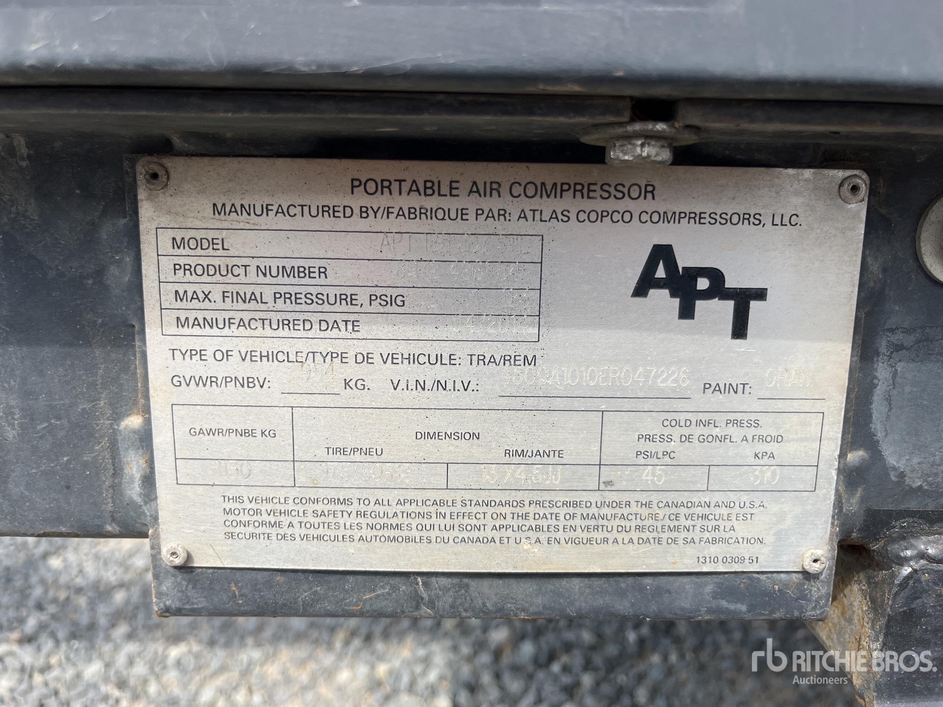 General Appearance with Serial Number / VIN