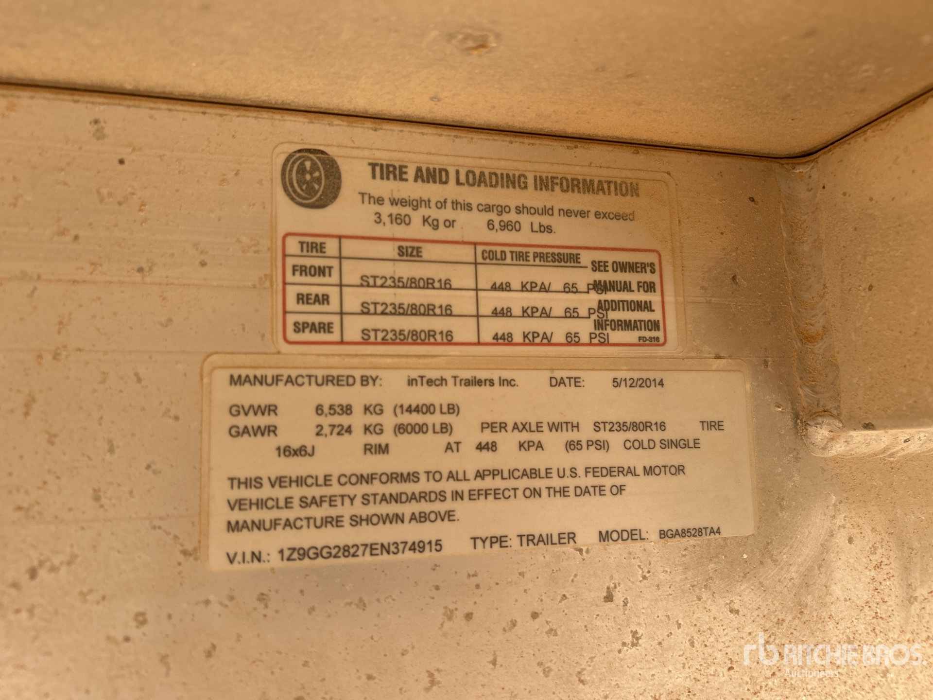 General Appearance with Serial Number / VIN