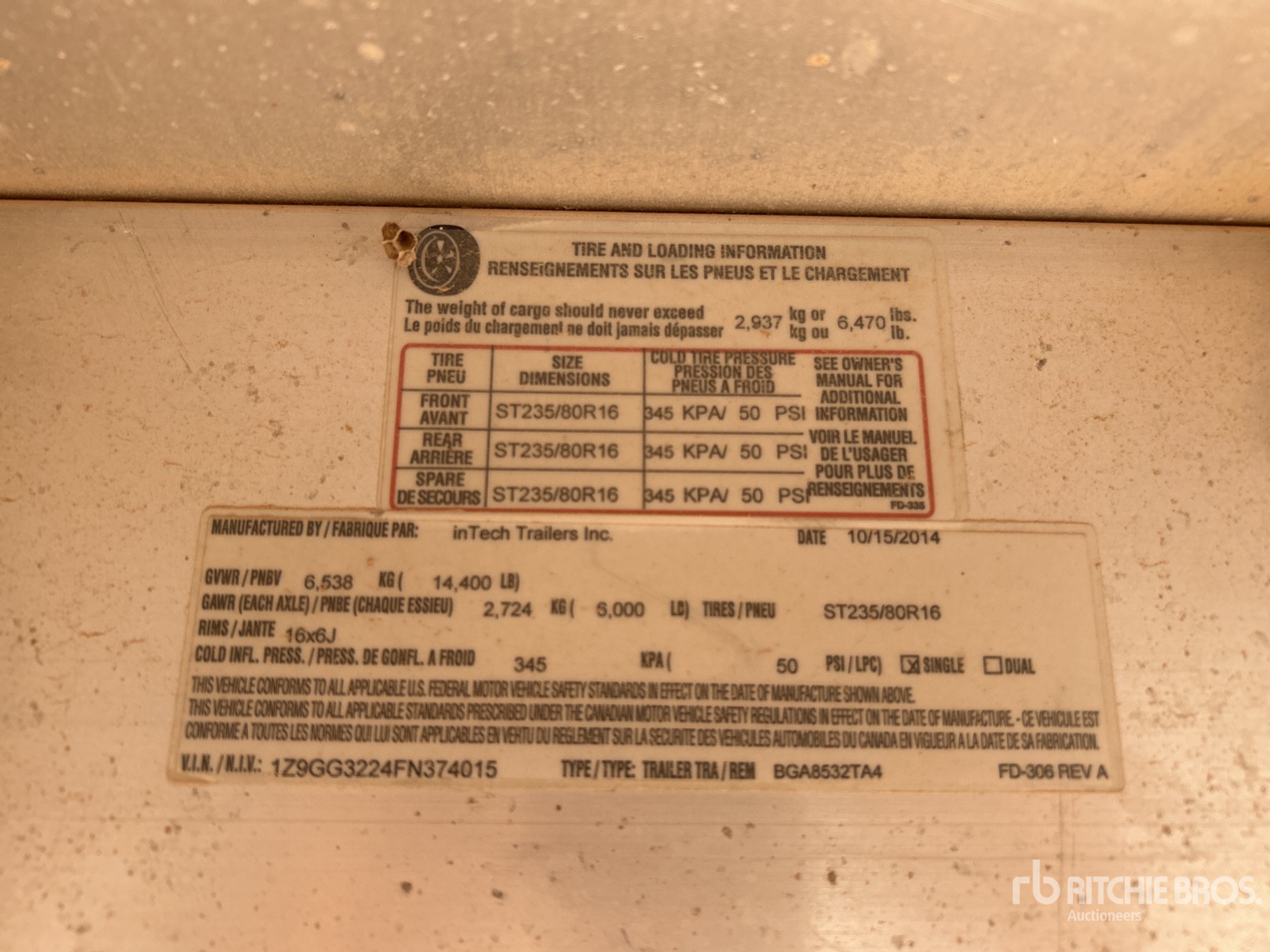 General Appearance with Serial Number / VIN