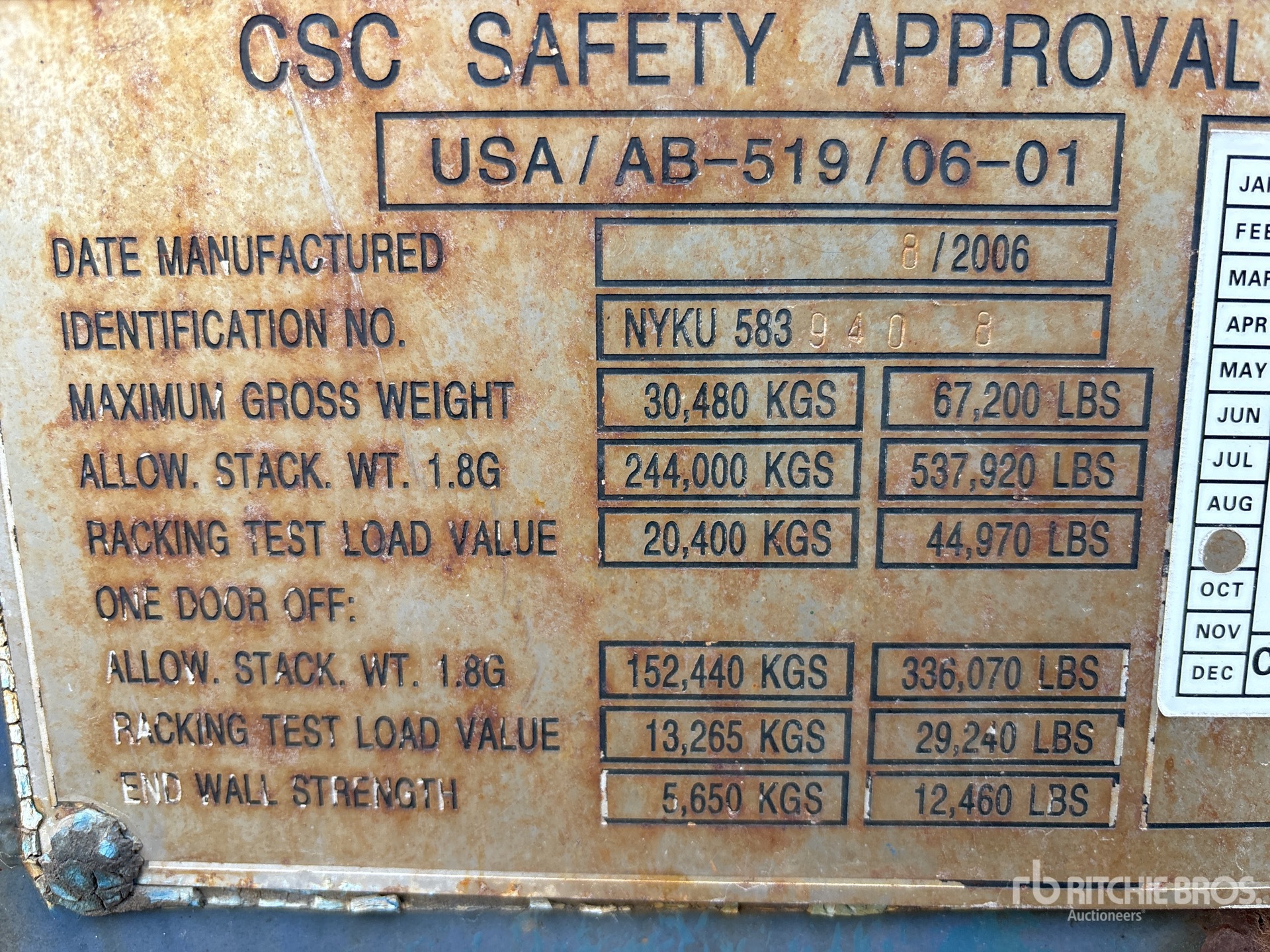 General Appearance with Serial Number / VIN