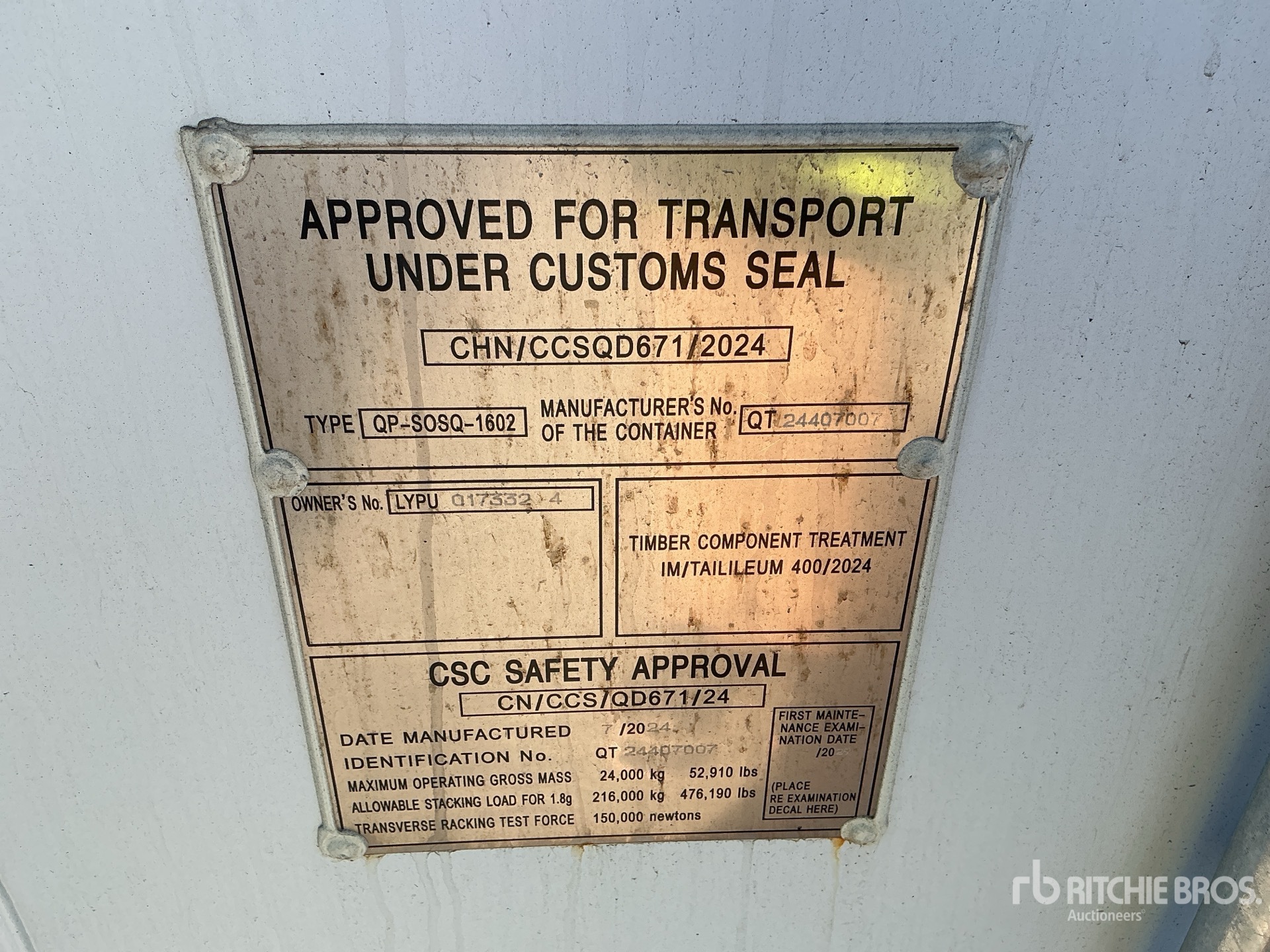 General Appearance with Serial Number / VIN