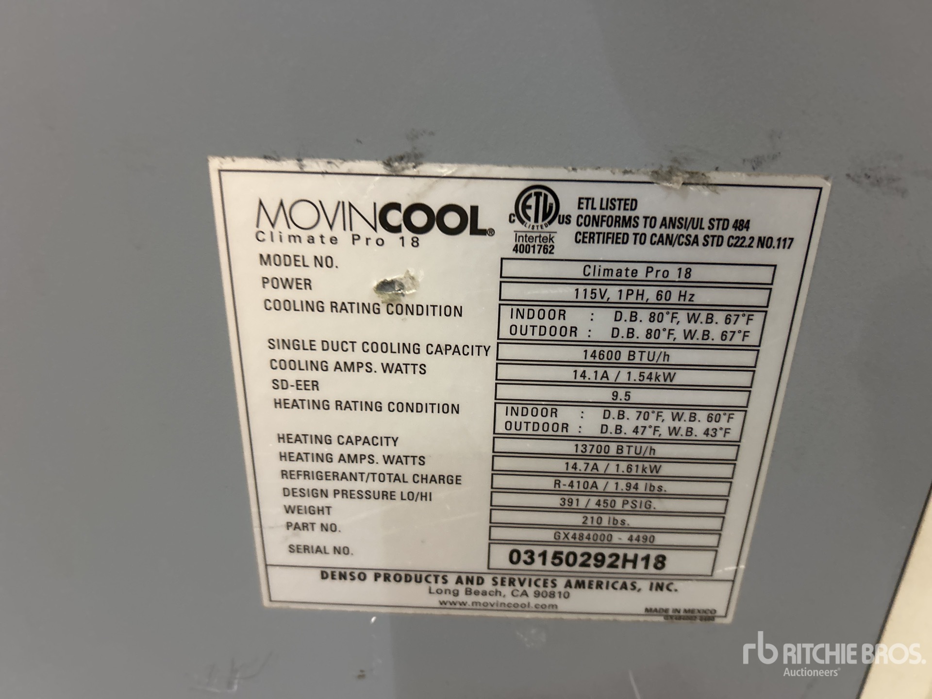 General Appearance with Serial Number / VIN