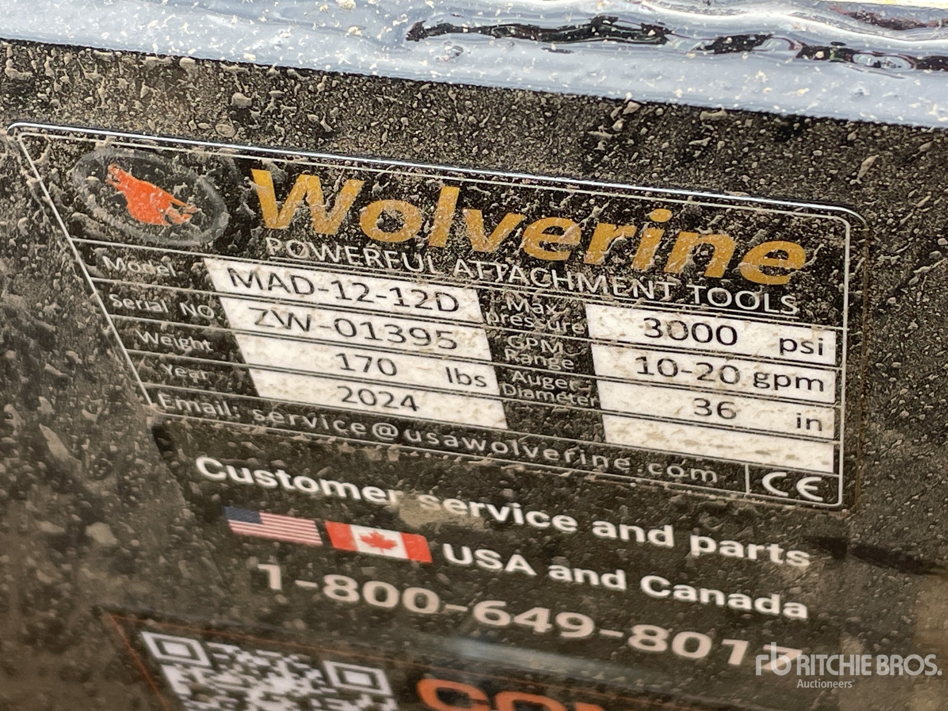 2024 Wolverine MAD-12-12D Mini 12 inch Auger Bit Trivella per mini pala ...