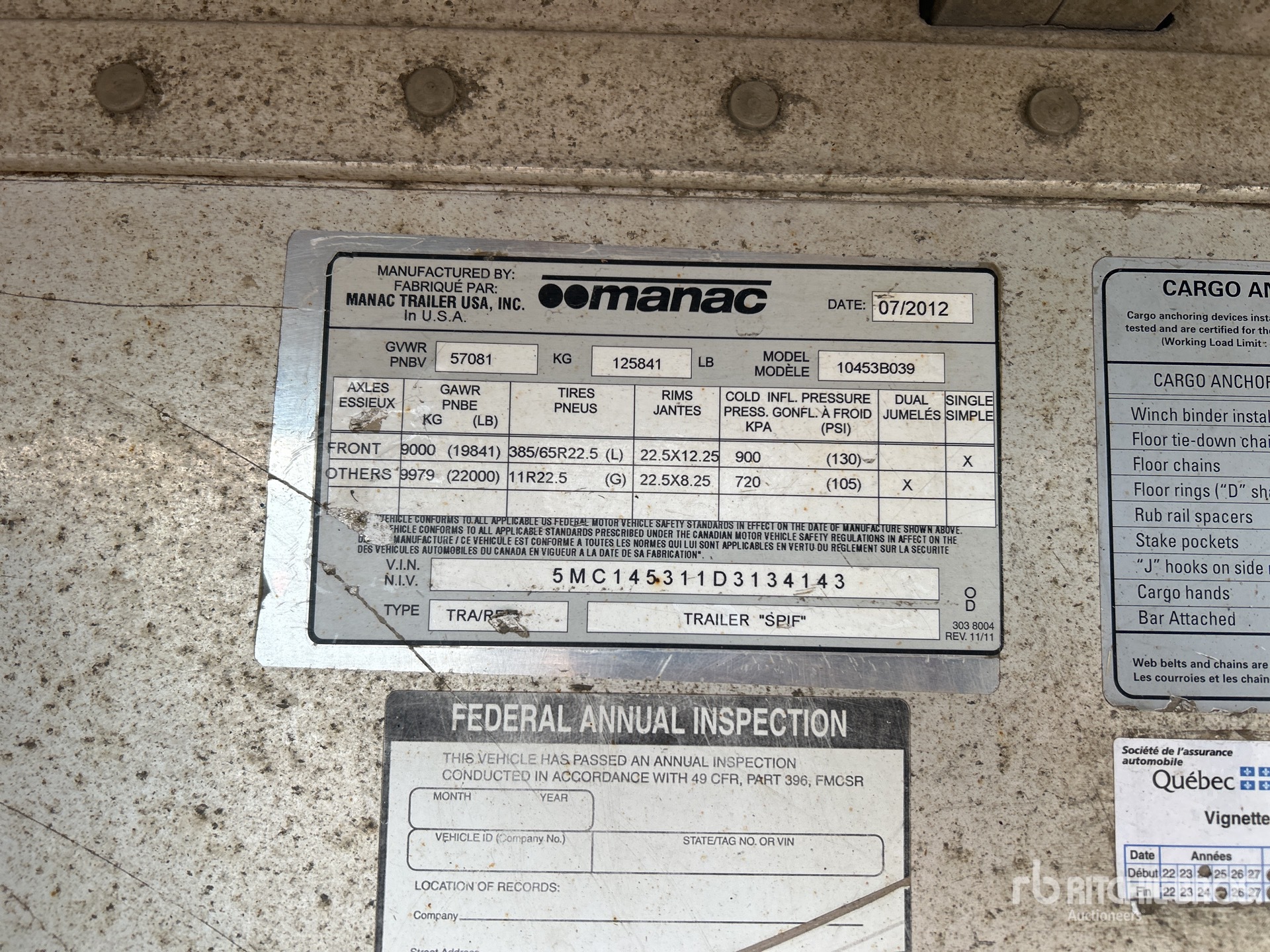 General Appearance with Serial Number / VIN