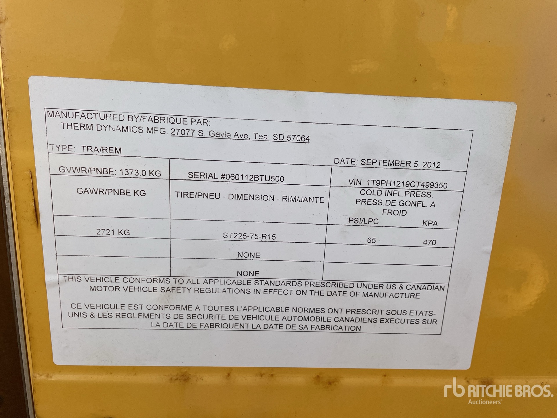 General Appearance with Serial Number / VIN