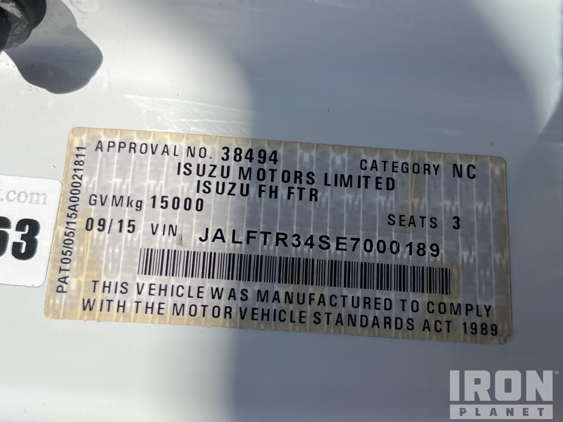 General Appearance with Serial Number / VIN