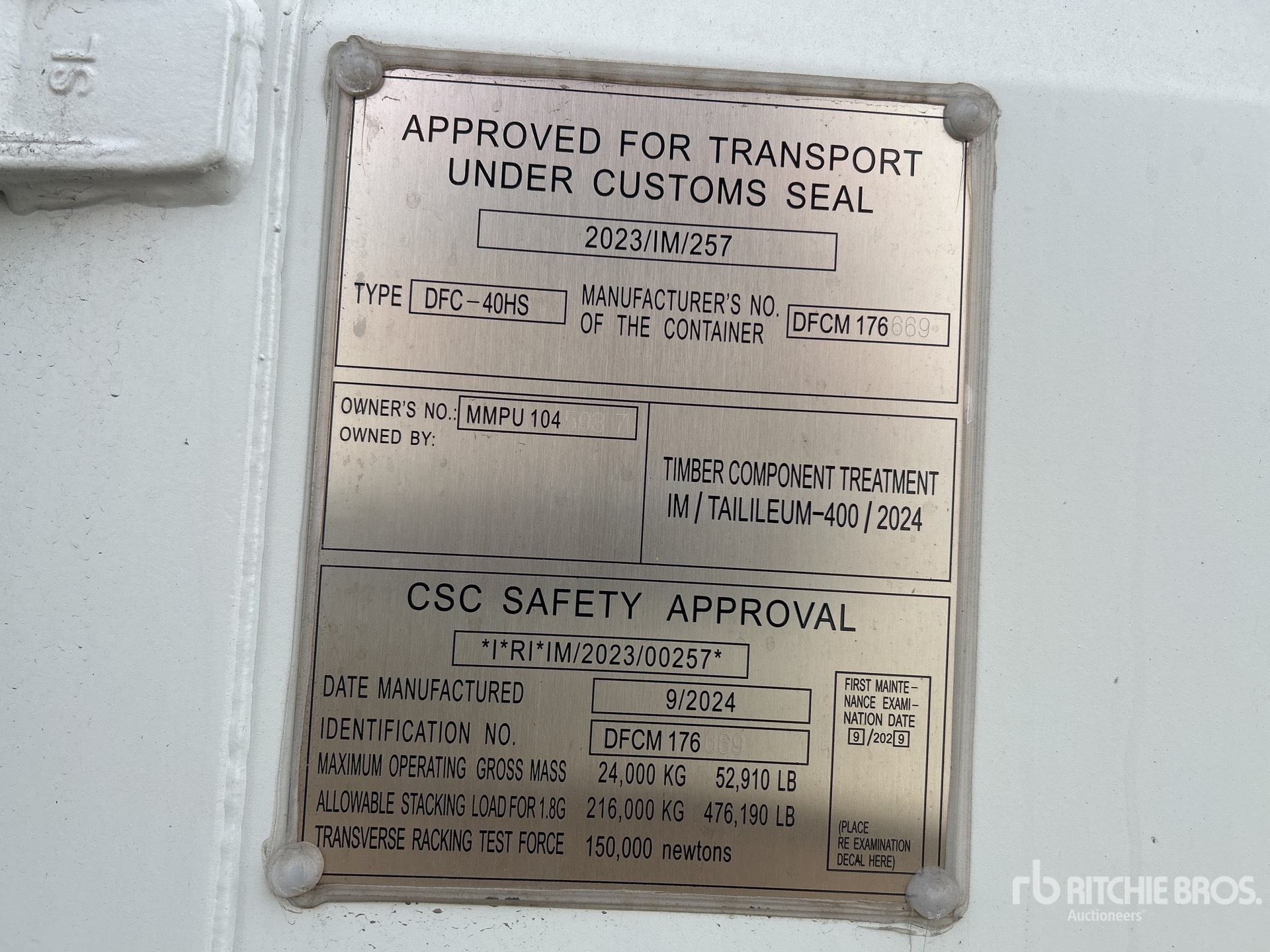 General Appearance with Serial Number / VIN