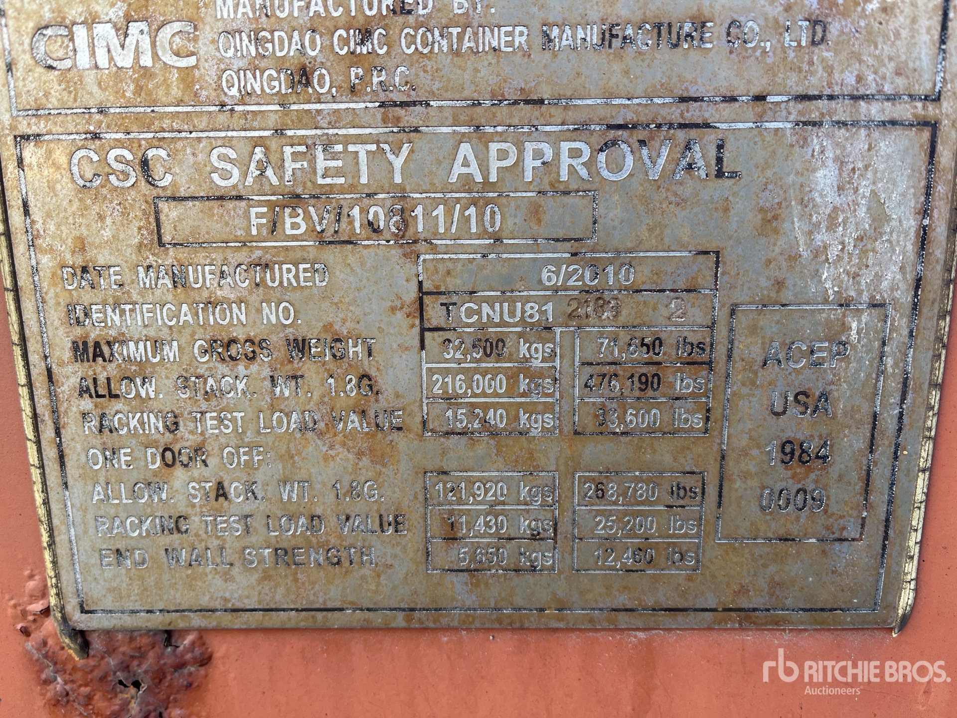 General Appearance with Serial Number / VIN