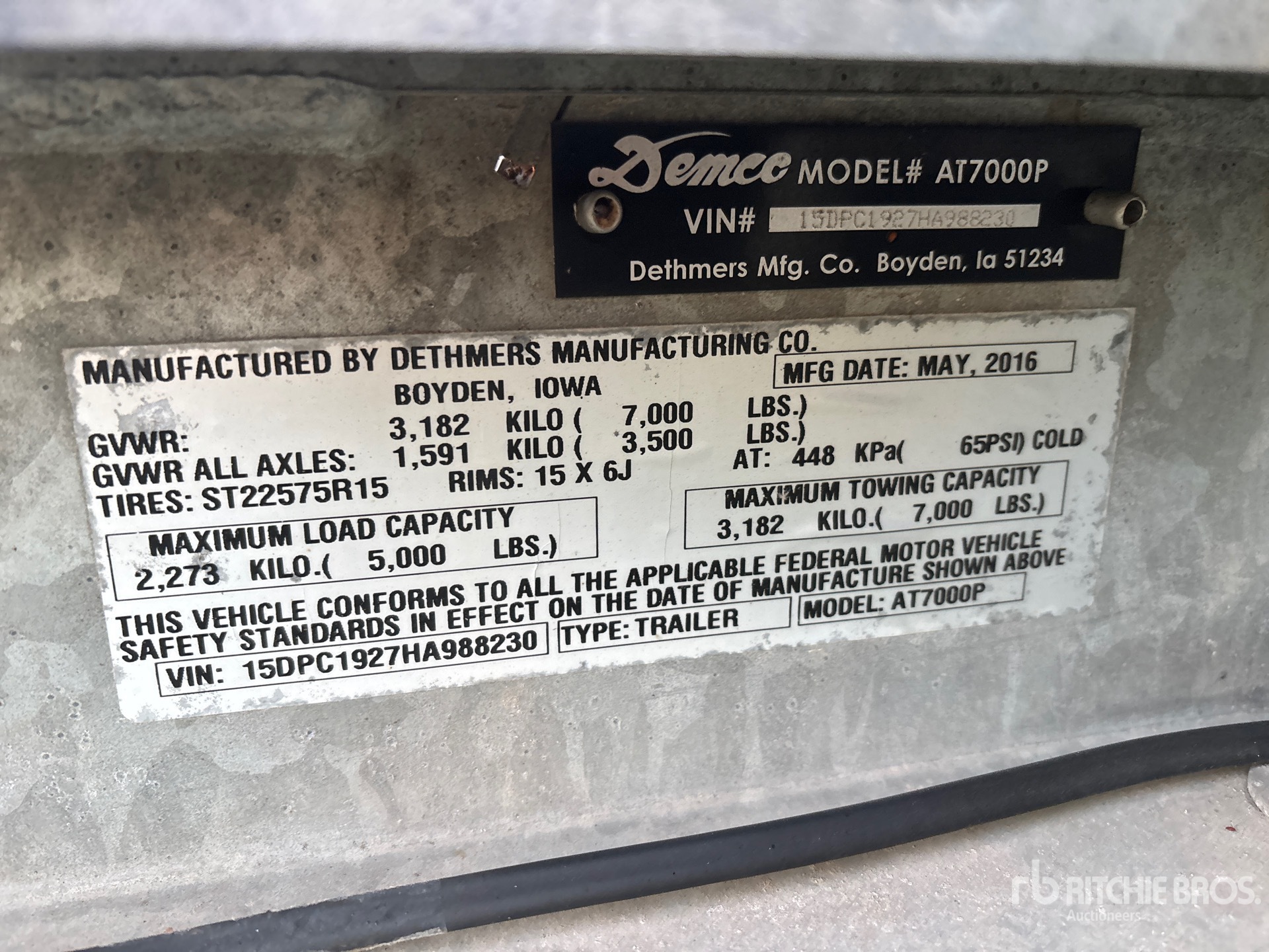 General Appearance with Serial Number / VIN