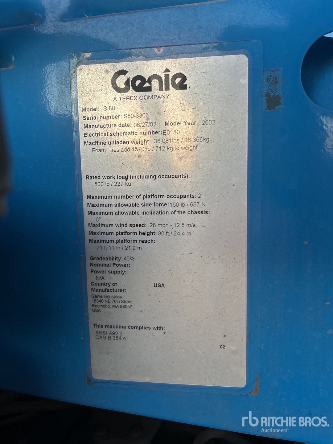 General Appearance with Serial Number / VIN