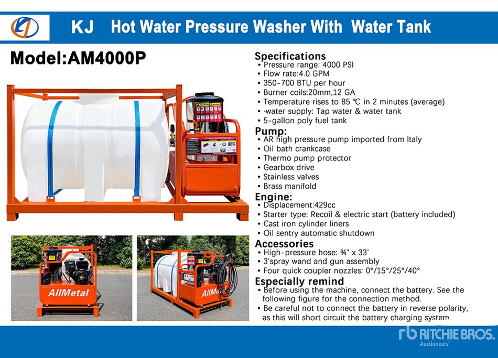 2024 KJ AM4000P Pressure Washer | Ritchie Bros. Auctioneers