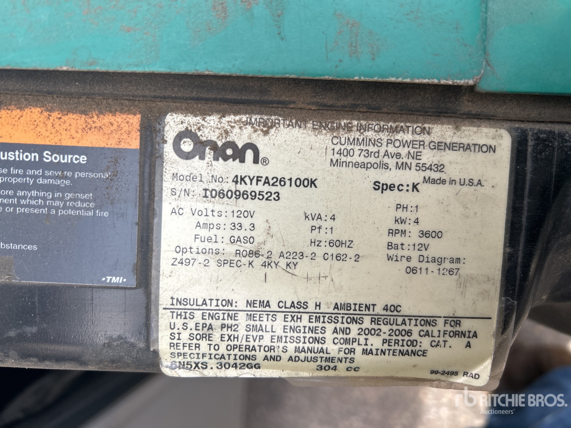 General Appearance with Serial Number / VIN