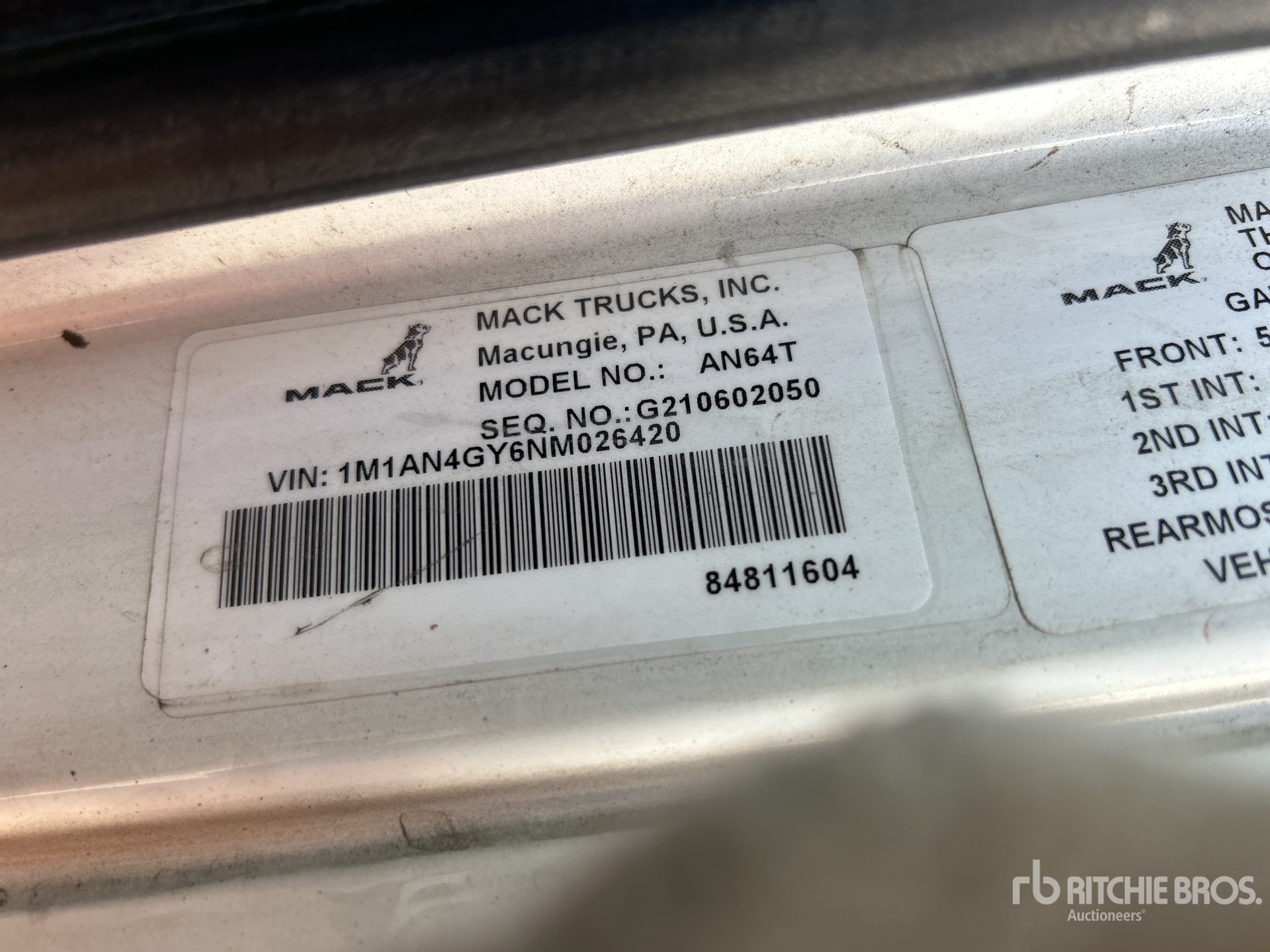 General Appearance with Serial Number / VIN