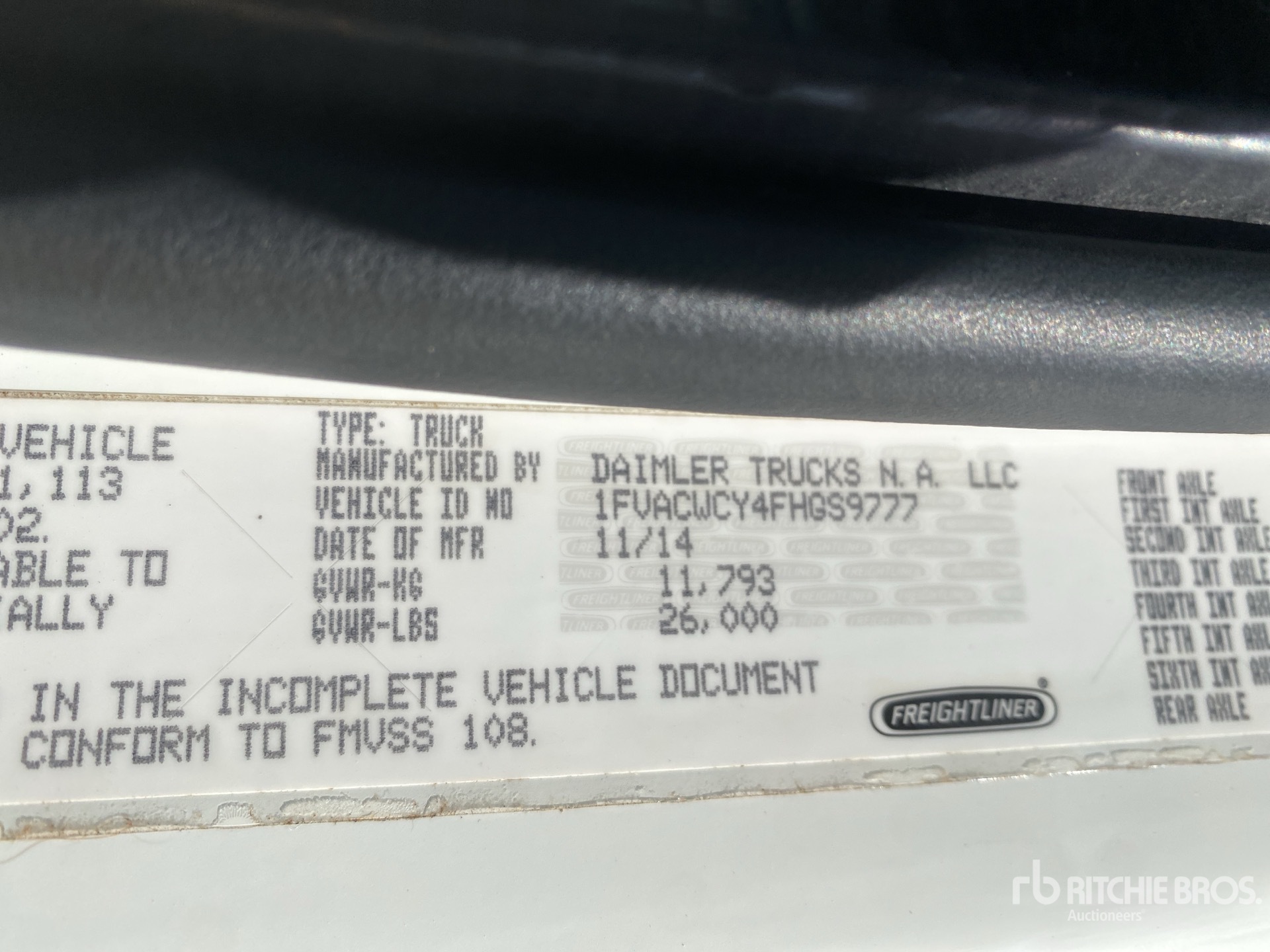 General Appearance with Serial Number / VIN