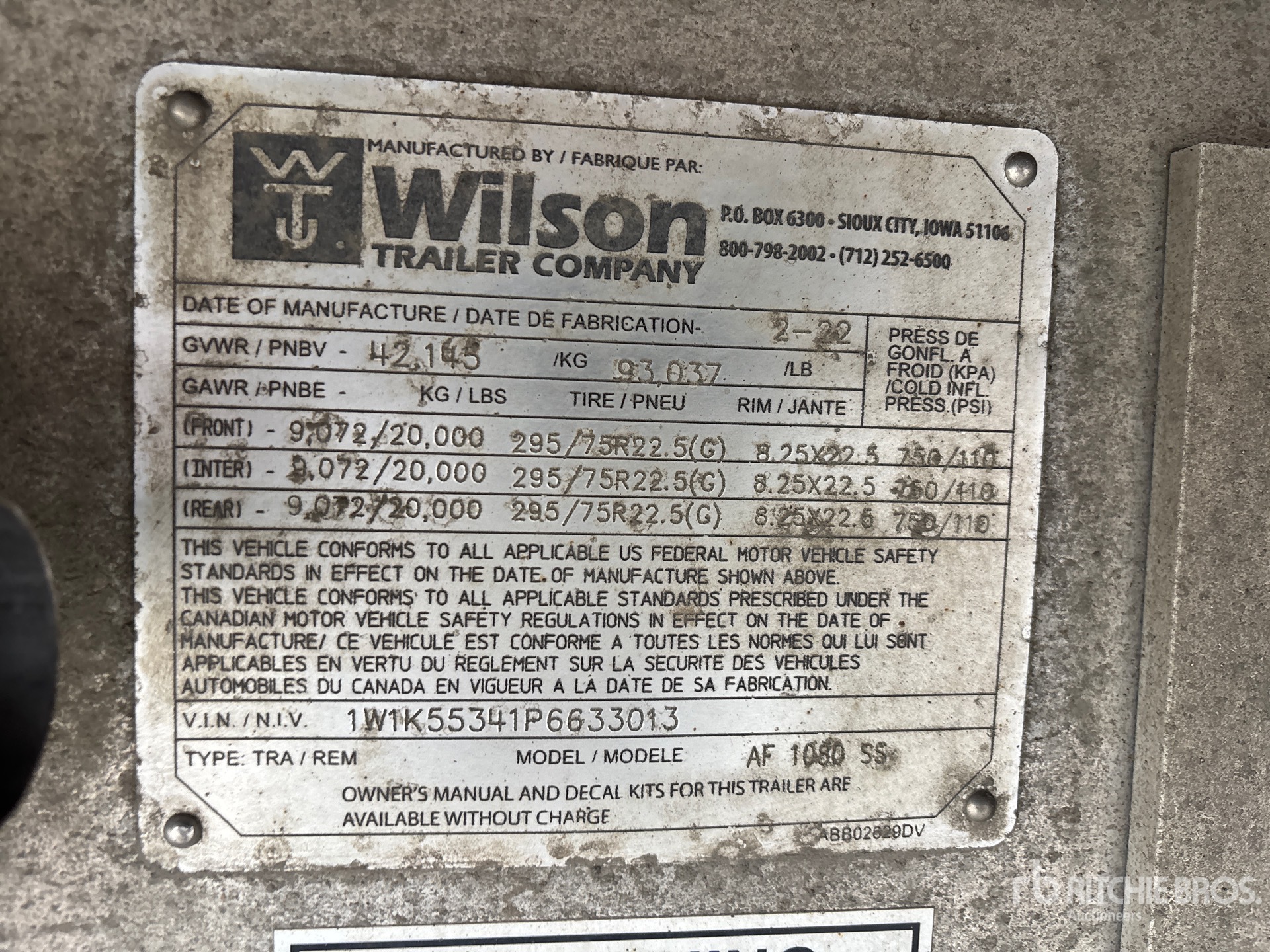 General Appearance with Serial Number / VIN