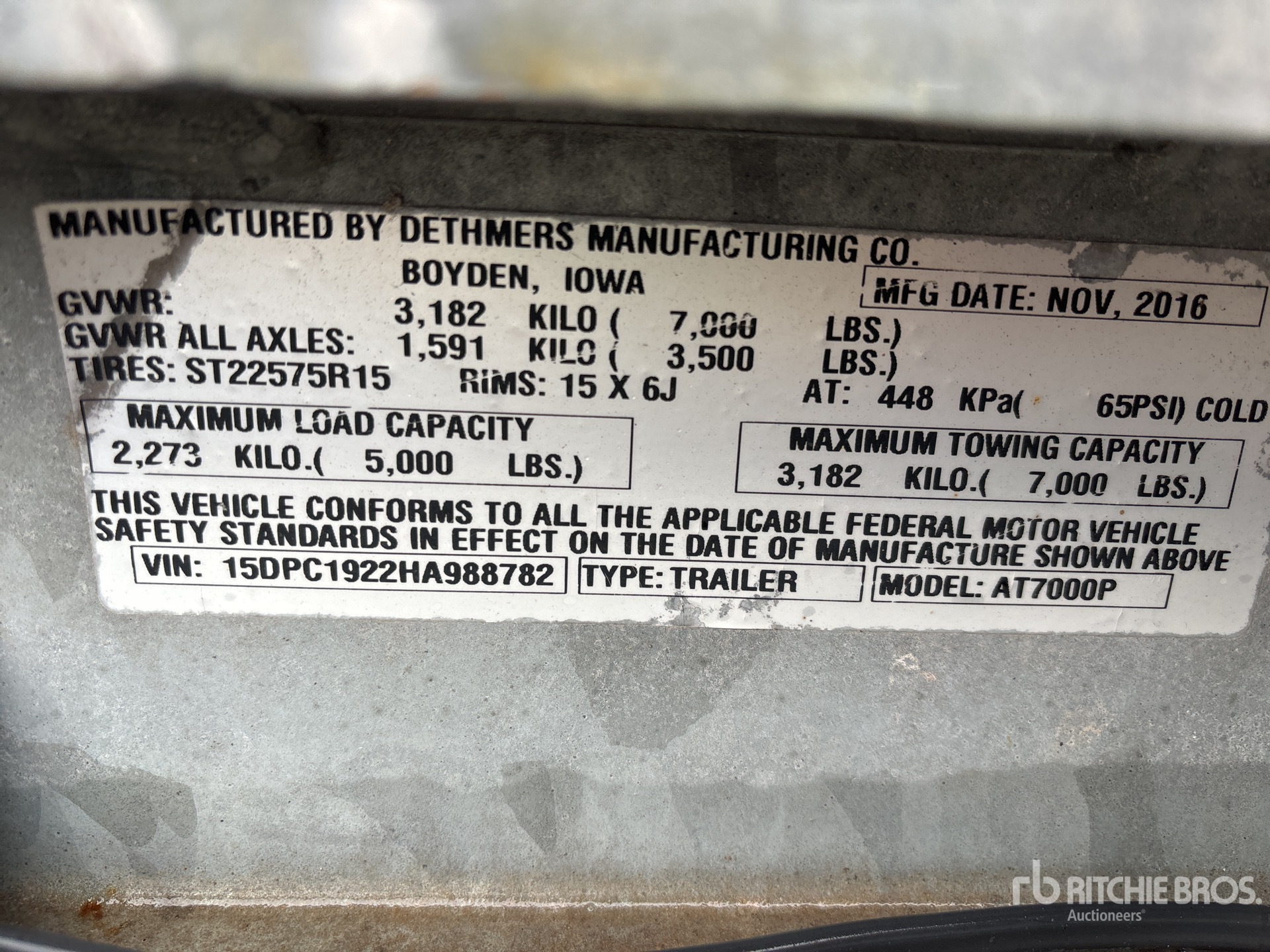 General Appearance with Serial Number / VIN