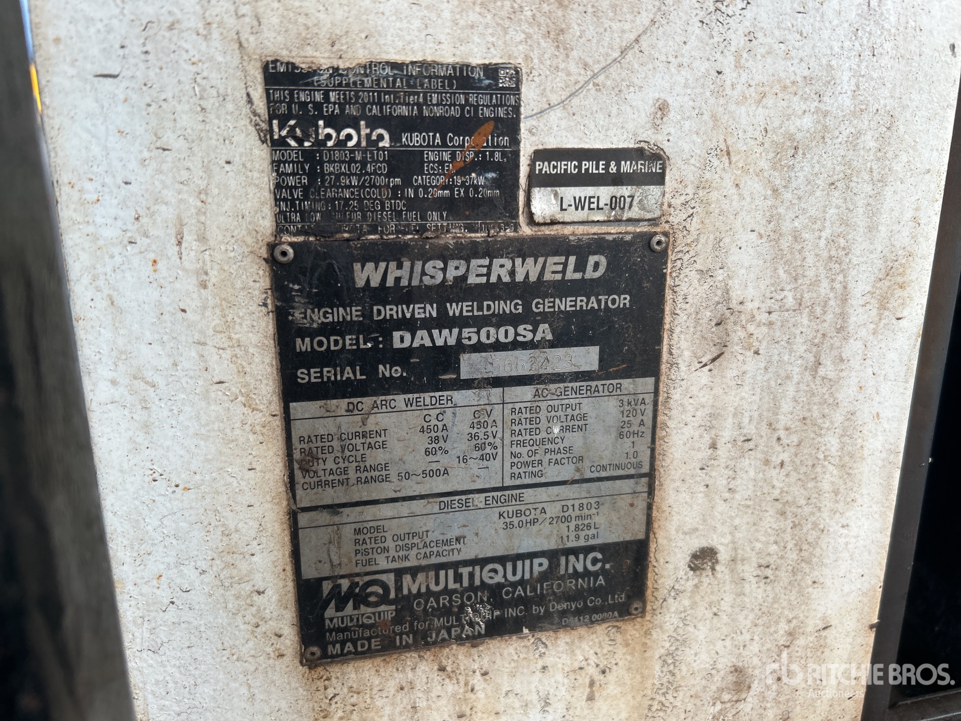 General Appearance with Serial Number / VIN