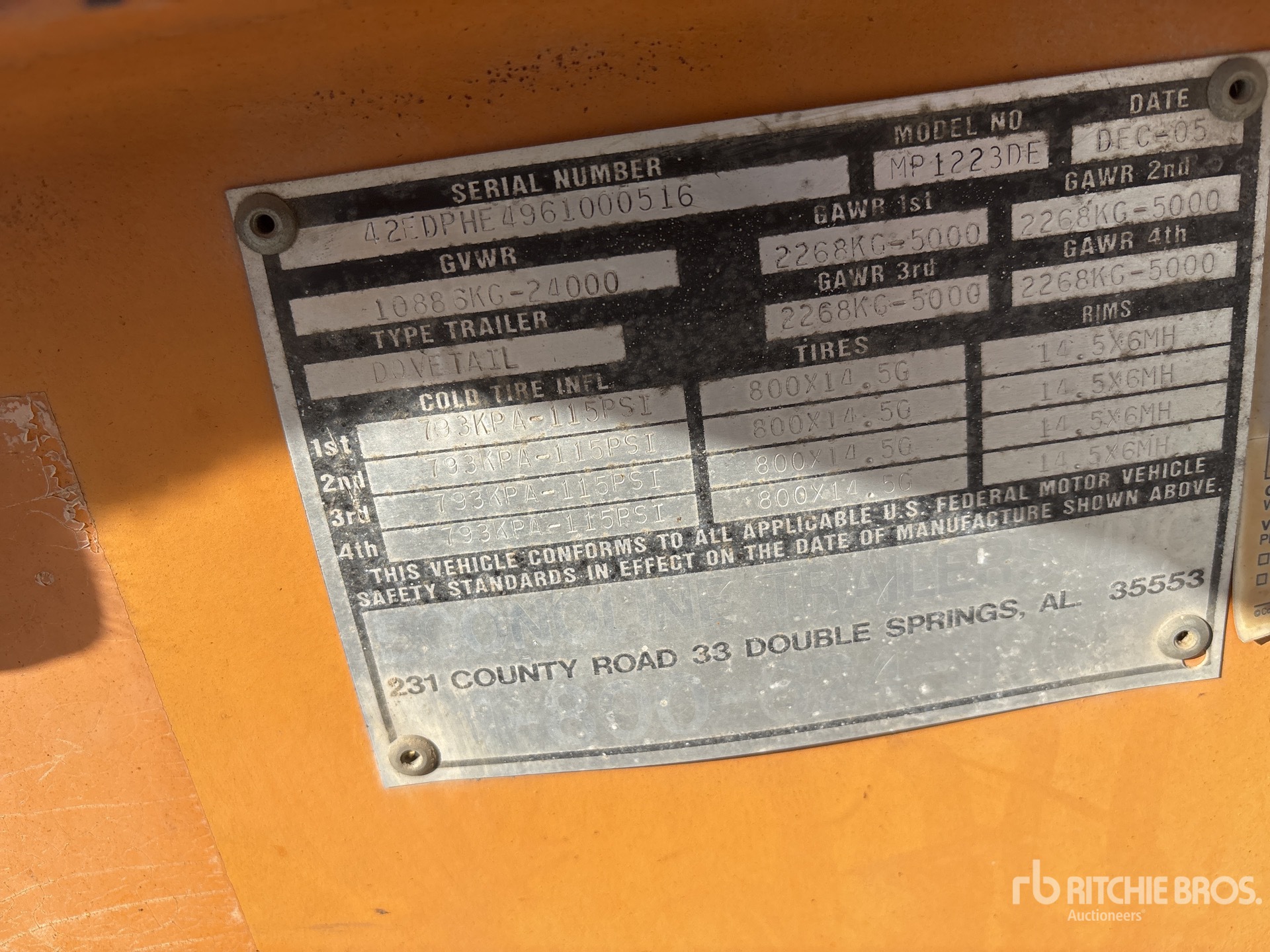 General Appearance with Serial Number / VIN