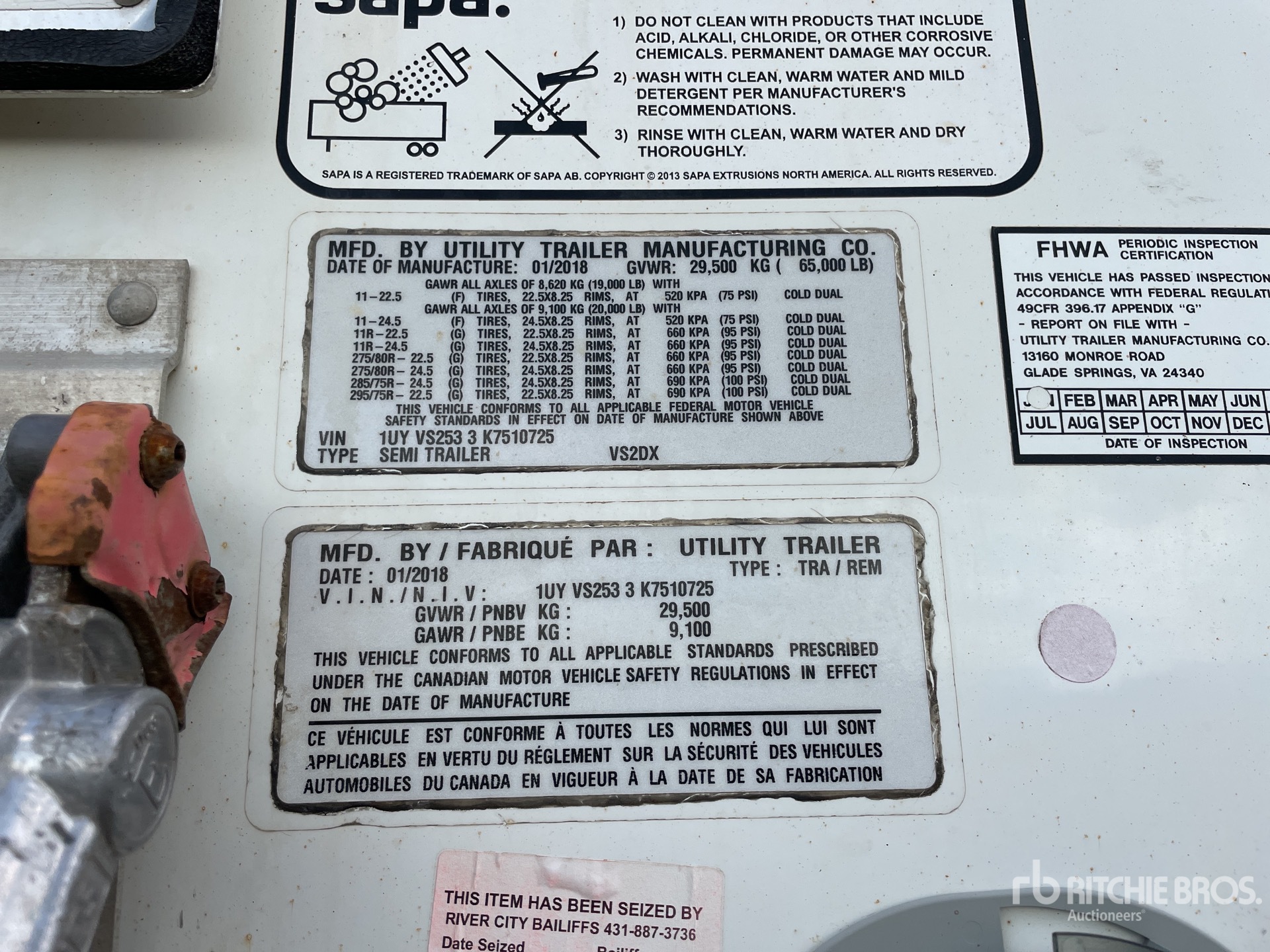 General Appearance with Serial Number / VIN