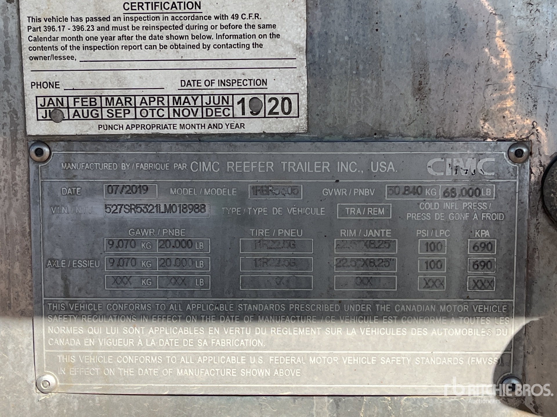 General Appearance with Serial Number / VIN