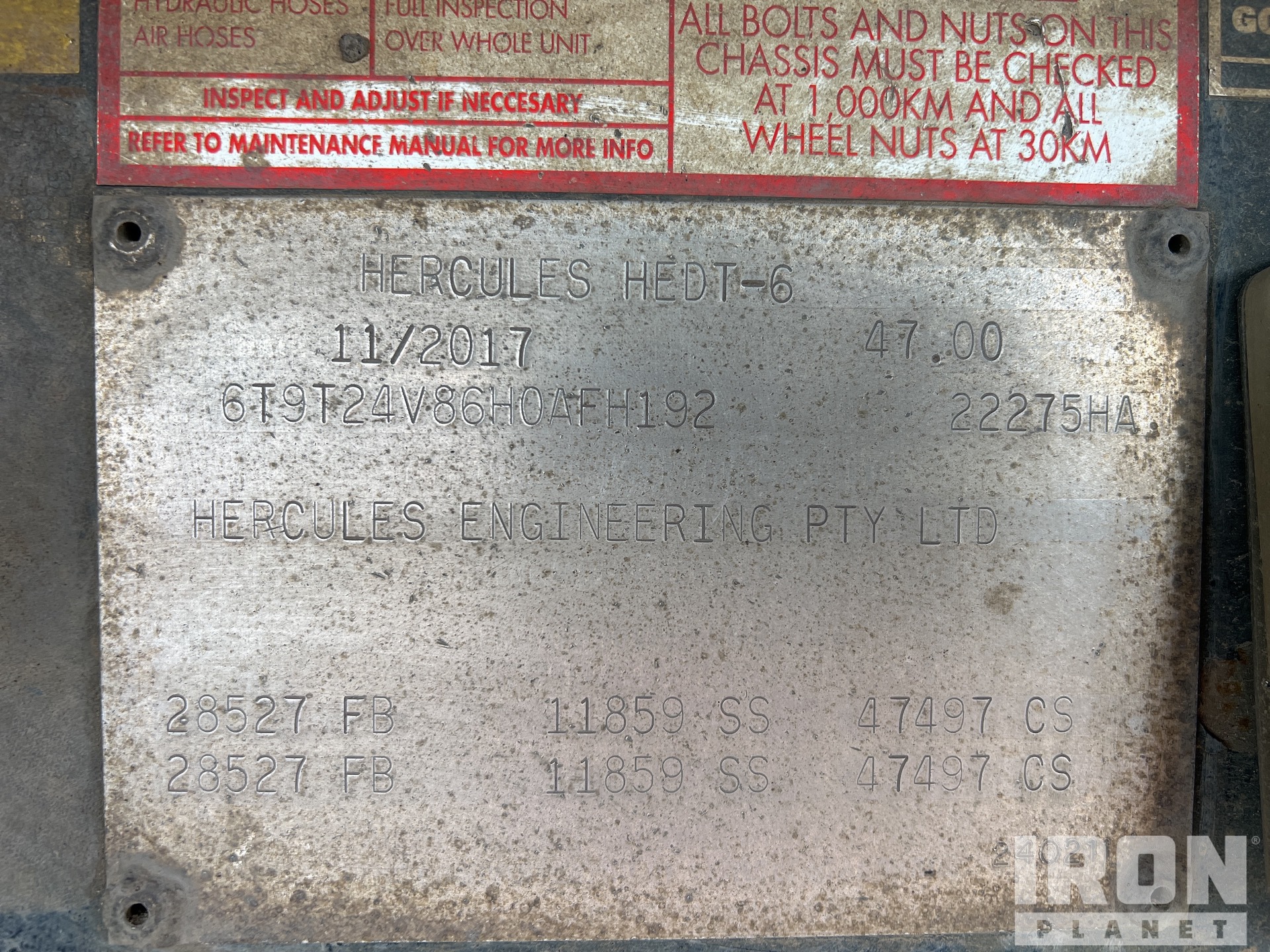 General Appearance with Serial Number / VIN