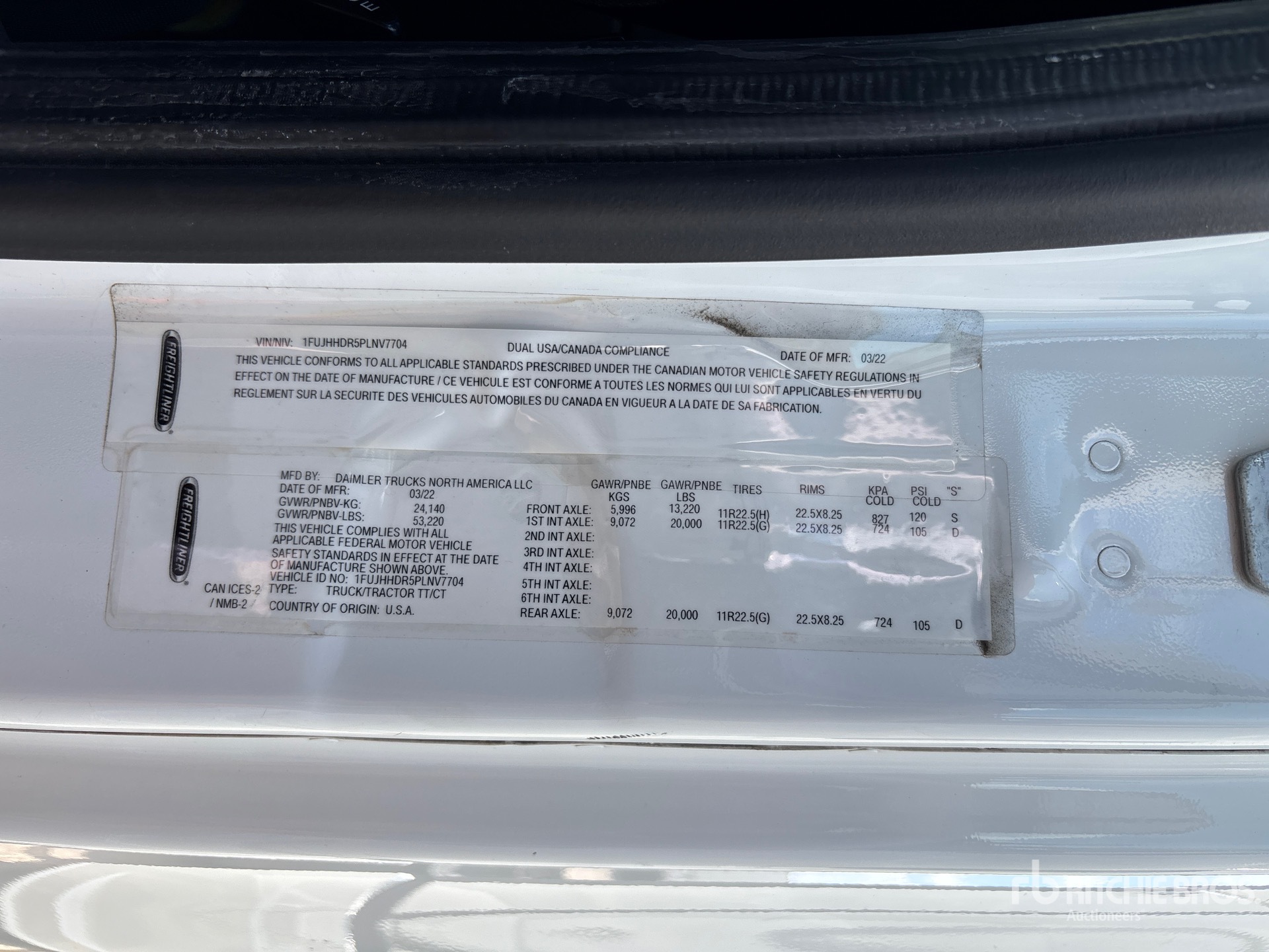 General Appearance with Serial Number / VIN