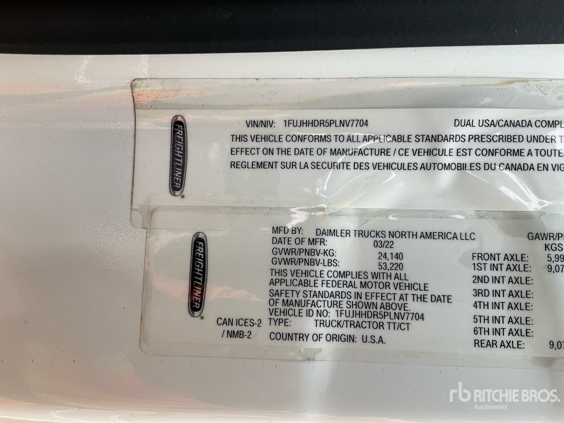General Appearance with Serial Number / VIN